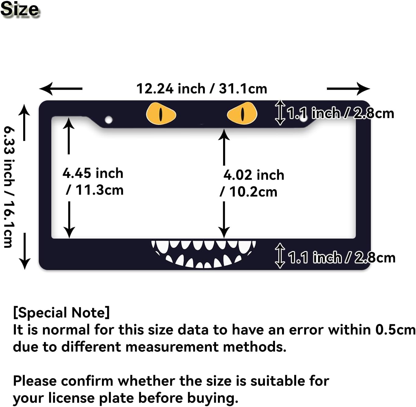 Желтые глаза, ужасная рамка номерного знака для США, женщин, мужчин,  классный ужасный номерной знак, Забавный полный зубчатый номерной знак,  рамка для автомобиля с 2 отверстиями | AliExpress