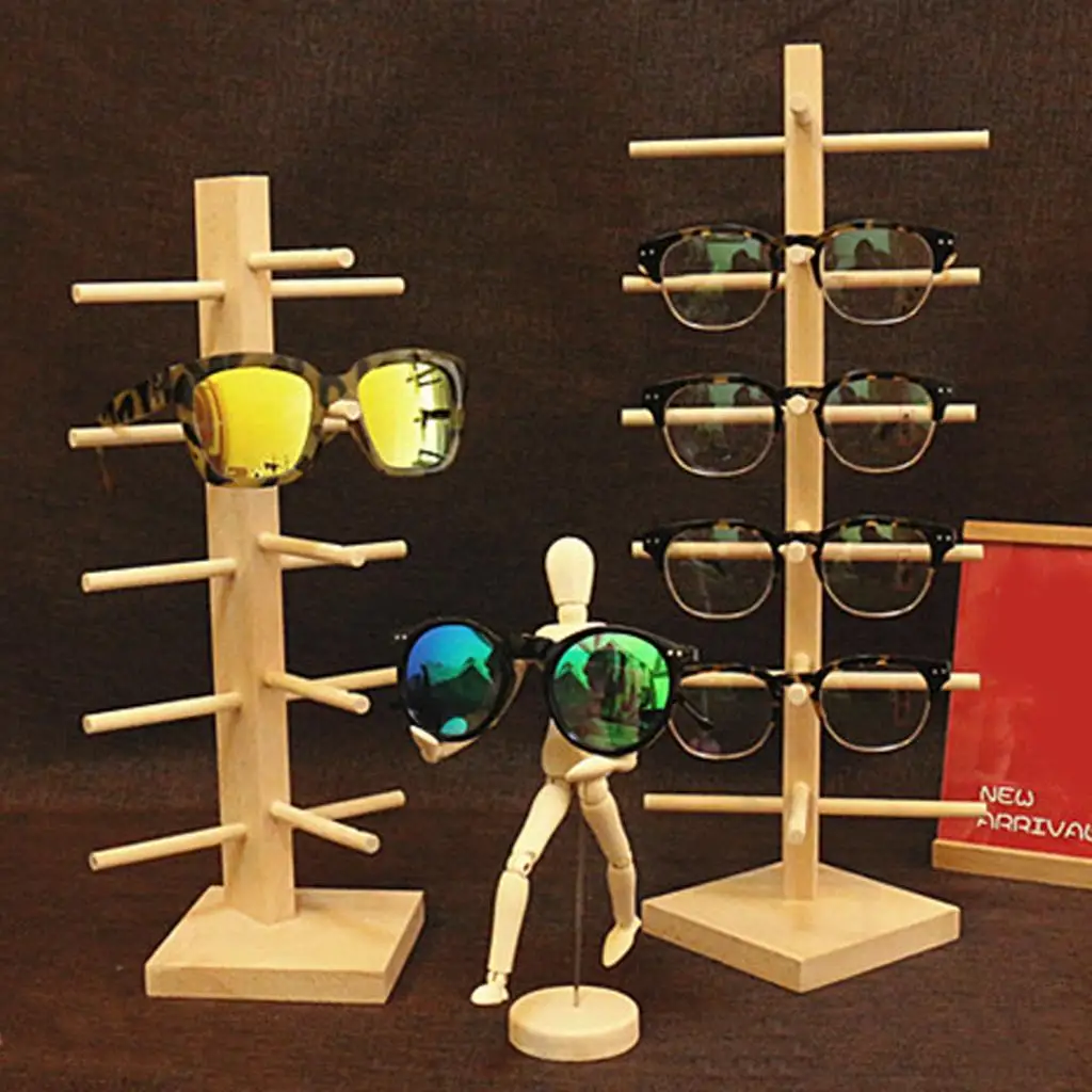 Practical Wooden Sunglass Eye Glasses Display Rack Stand Organizer 3 - Layer