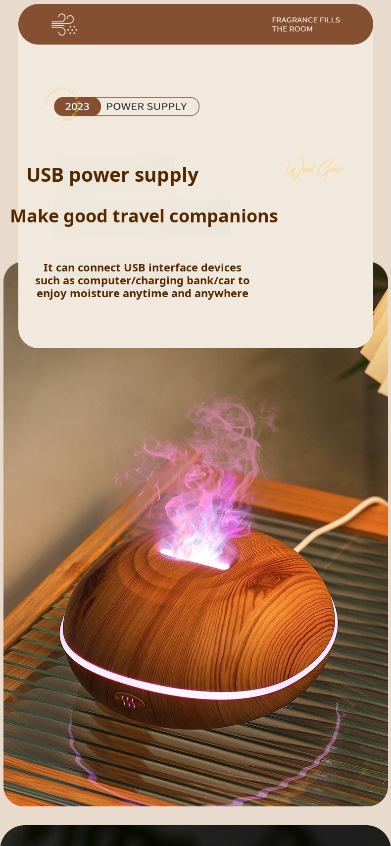 Title 8, 7 colores Fire Flame Wood grain aromatherapy ma...