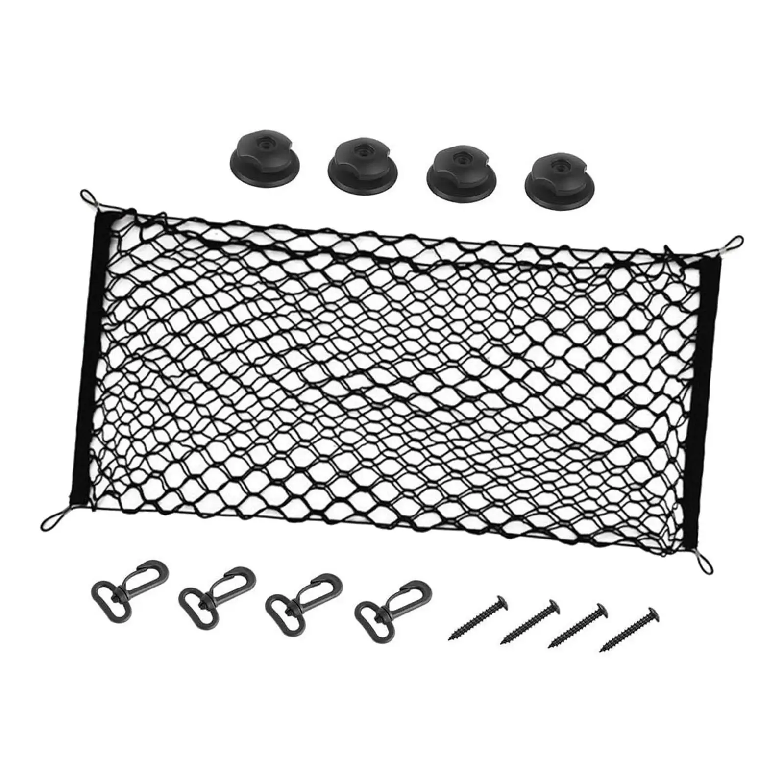 Automotive Cargo Net Black Double Layer Storage Pouch for Trunk RV SUV