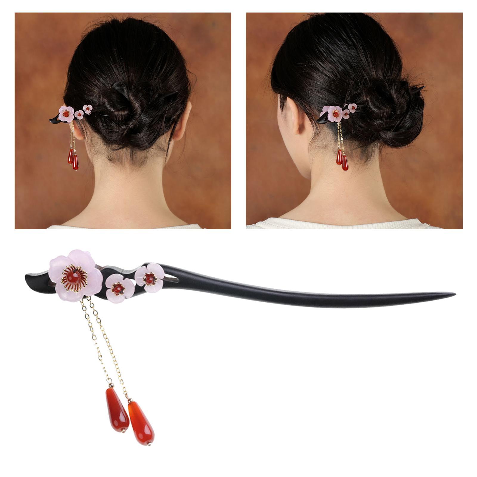 Wooden Hair Sticks Women Bride Flower Hair Chopsticks Hairpin Jewelry Hair Accessories