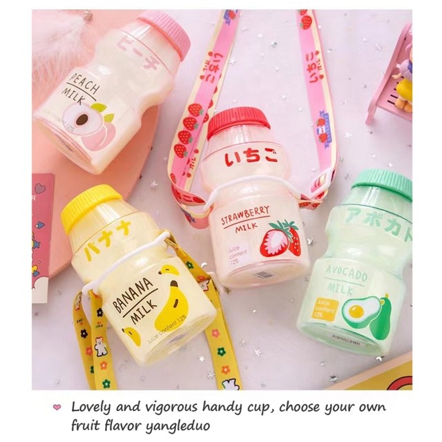 480ml Plastic Cute Yogurt Water Bottle Tour Drinking Bottle Fruit Kawaii  Milk Carton Shaker Bottle for Kids/Girl/Adult - AliExpress