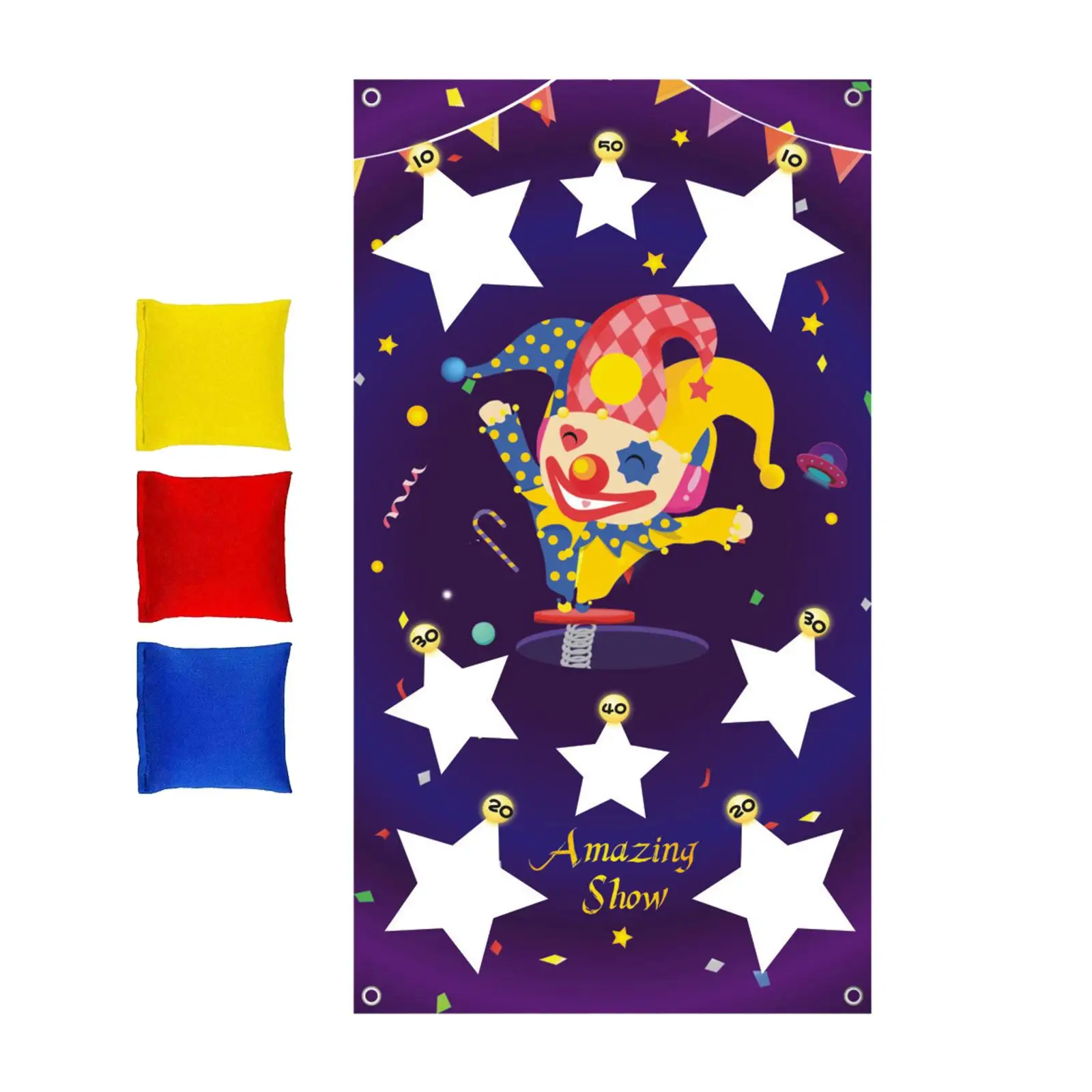 Throwing Game Banner Funny Clown Toss Game Banner for Outdoor/Indoor party Decoration Xmas Festival Adults Children