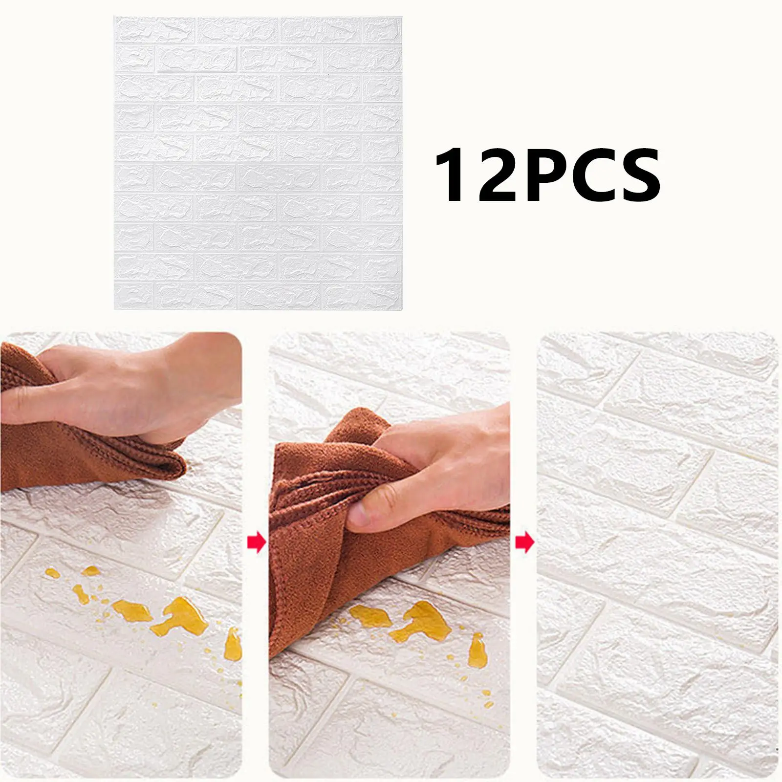 12Pcs 3D Brick Wall Panels Wall Panels Peel and Stick Foam Wall Panels for Living Room Bedroom Kitchen TV Wall Decoration