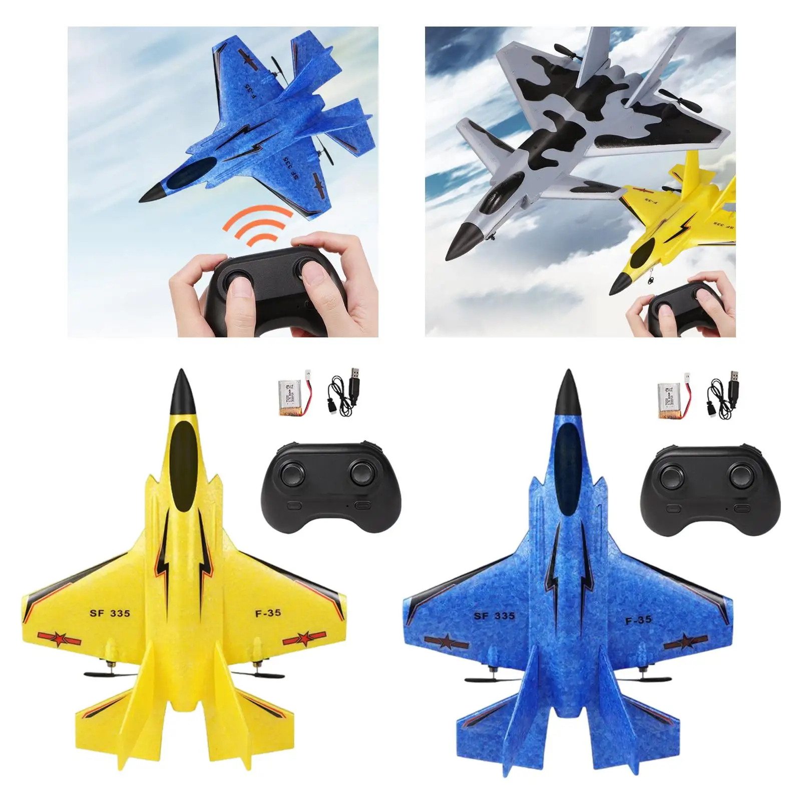 2.4G 2CH EPP Foam RC Aircraft Fighter Fixed-Wing Plane Ready to Fly for Kids