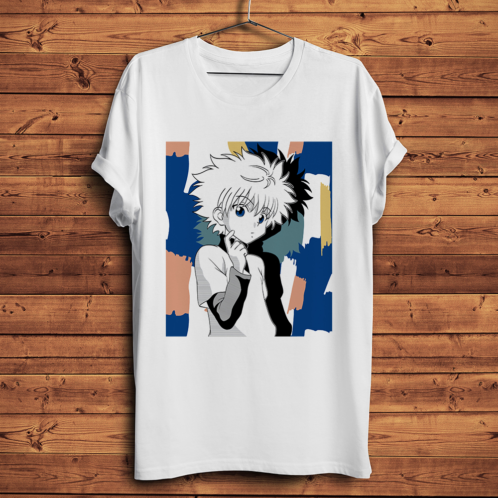 Killua Zoldyck Eyes HUNTER X HXH забавная аниме футболка для мужчин белая  Повседневная Мужская короткая футболка унисекс уличная одежда без наклеек  принт | AliExpress