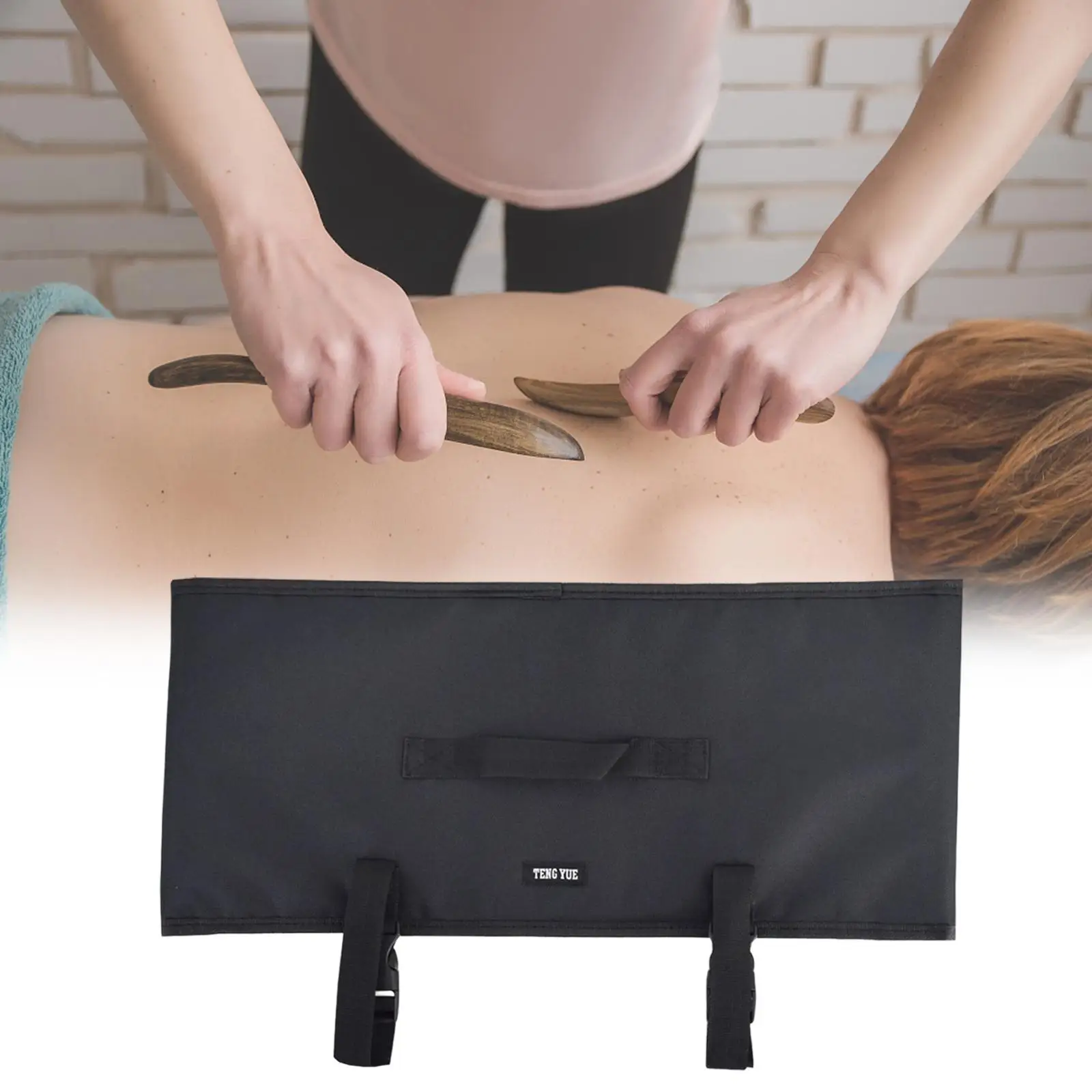 Gua Sha Scrapper Roll Storage Bag Dual Fabric Space Saving Black Carrying Bag for Massage Scrapper Storage Salon Home Office Gym
