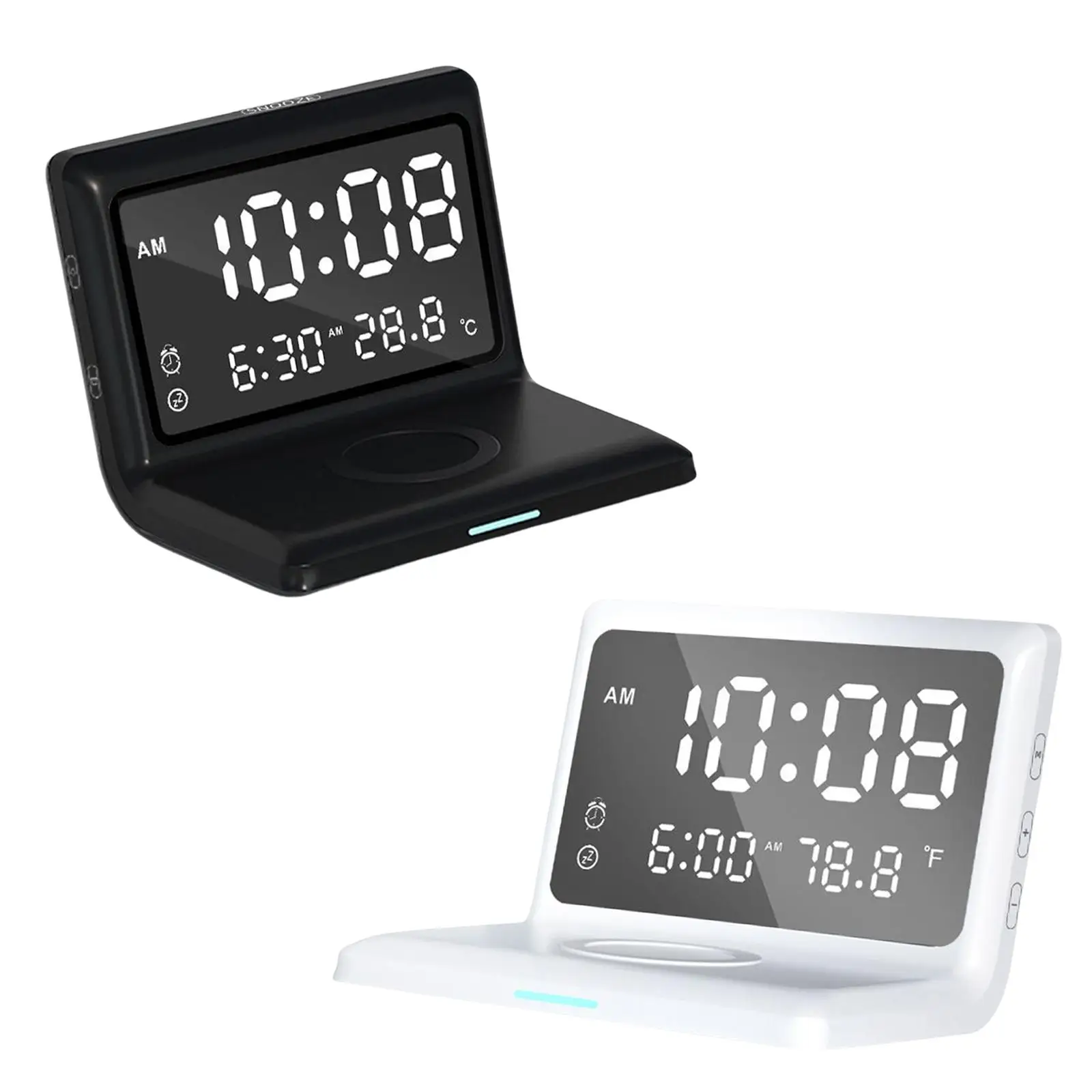Digital Alarm Clock Charging 12/24H Touch Button Adjustable Brightness Snooze Fast Charging Portable for Adult Desk Home Bedside