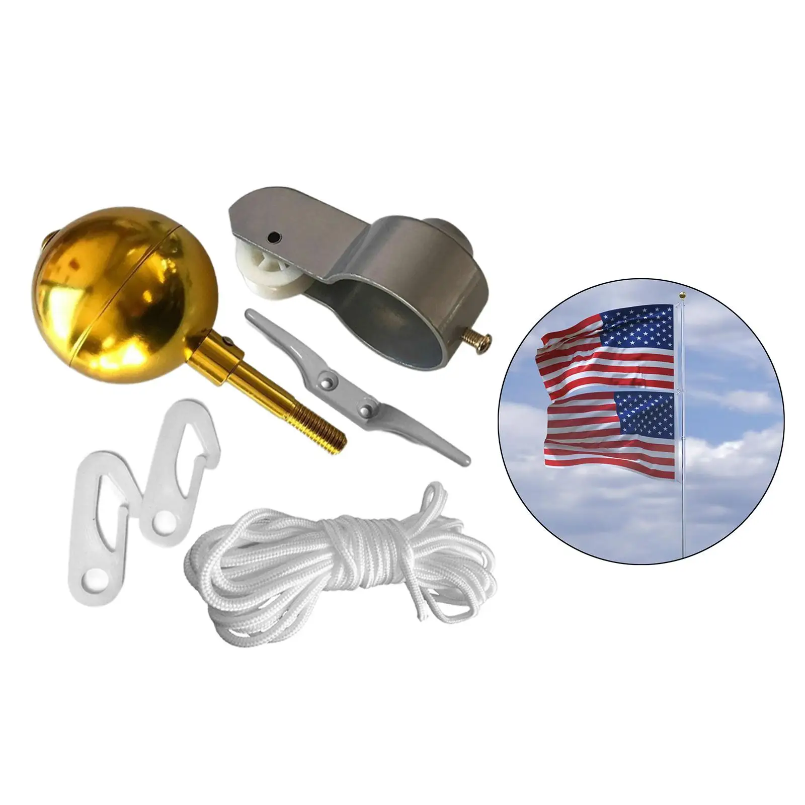 Flag Pole Hardware Parts Flagpole Attachment + Flagpole Pulley Truck
