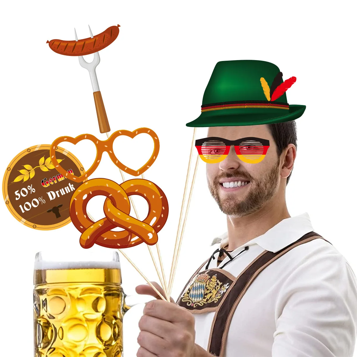 Description Picture 4 of item21Pcs Oktoberfest Theme Party Photo Booth Props for Bar Beer Festival Party Backdrop Decorations Birthday Party Favors Supplies