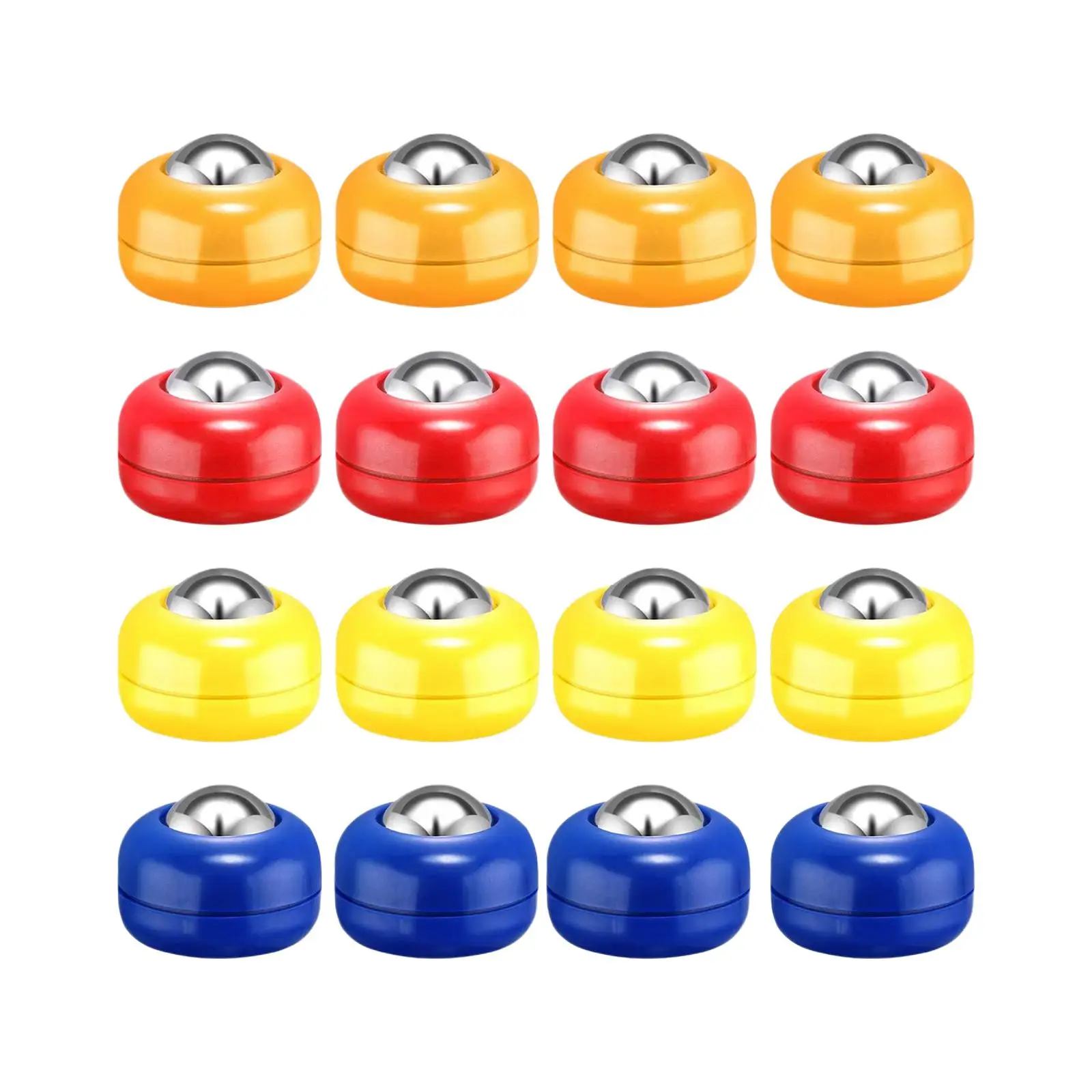 16Pcs Shuffleboard Pucks Shuffleboard Curling Accessories 4 Colors Diameter 25mm Replacement Shuffleboard Rollers Set for Games