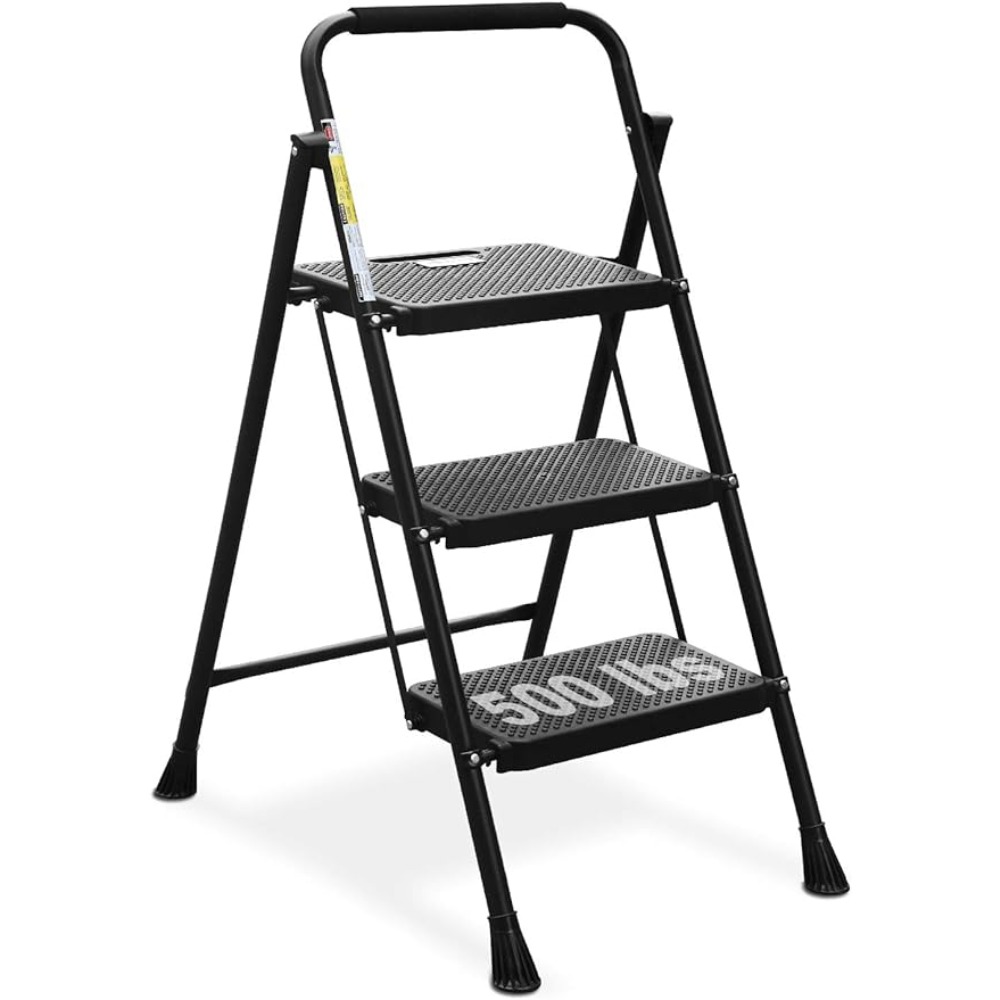 Title 1, 3 Step Ladder, Folding Step Stool with Wide Ant...