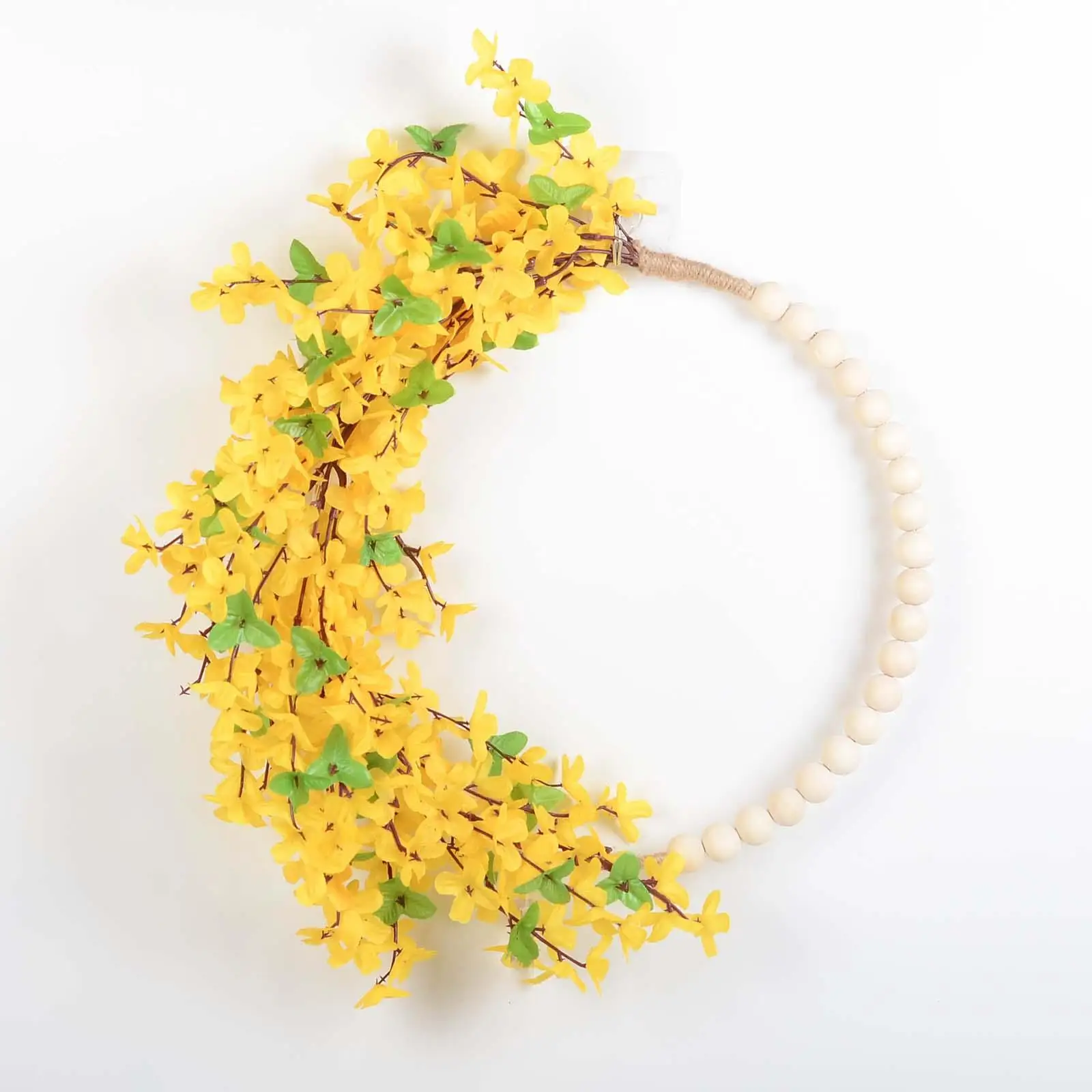 Artificial Flower Wreath Wood Beads Greenery Wreaths for Indoor Decoration