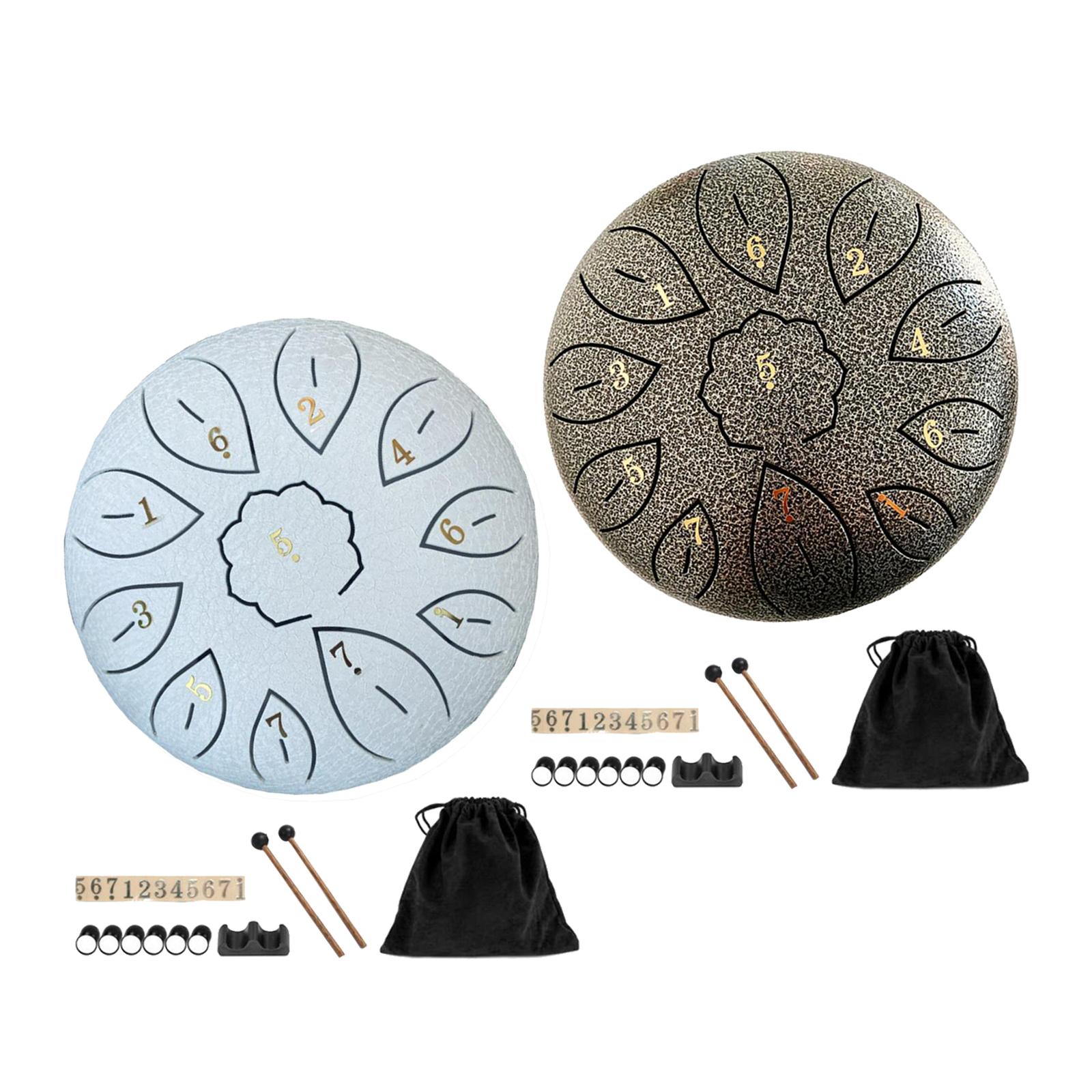 6inch Steel Tongue Drum Handpan with Bag Mallets Percussion Instrument 11 Notes Mini Hand Drum for Meditation Camping Yoga