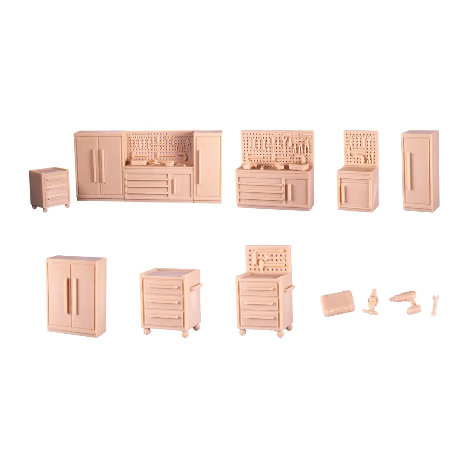 1/64 Cabinet Auto Repair Tool, Simulation Model Scene Accessories, Resin Tiny Model for DIY Sand Table, Garage Layout Model