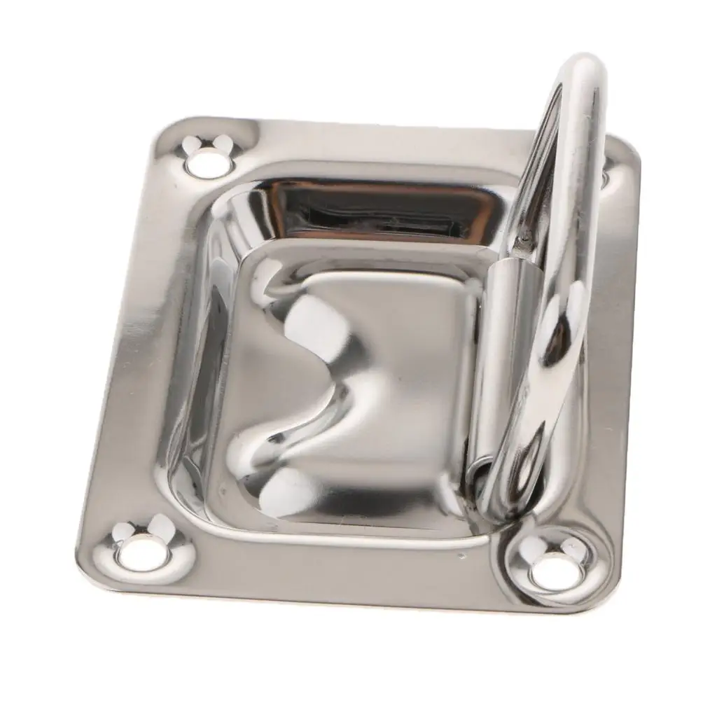 2x Flush Lift  / Hatch Pull Long Handle 76 X 57mm Polished Stainless Steel