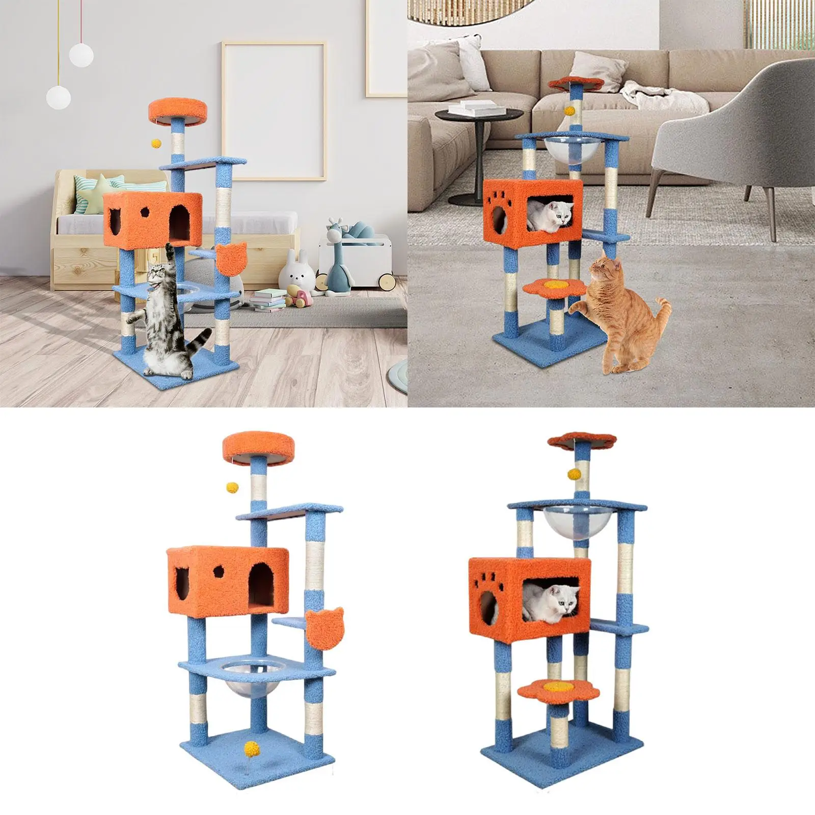 Multi Layer Scratching Post Kitten Jumping Toys Grind Claws Activity Center Condo Rest Cat Tree Climbing Frame Tower for Kitty