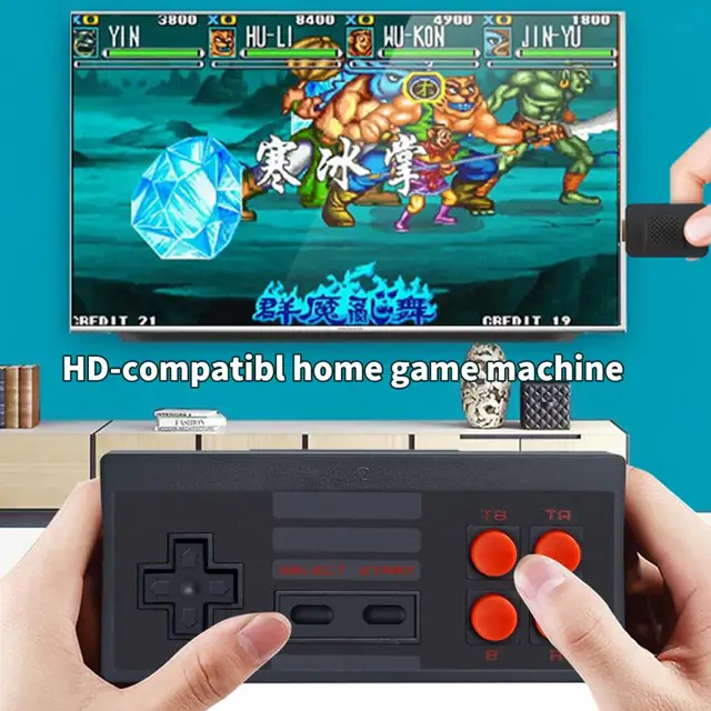 Jogo de dois jogadores controlador ergonômico 16bit retro vídeo inglês  console de jogos para festa - AliExpress