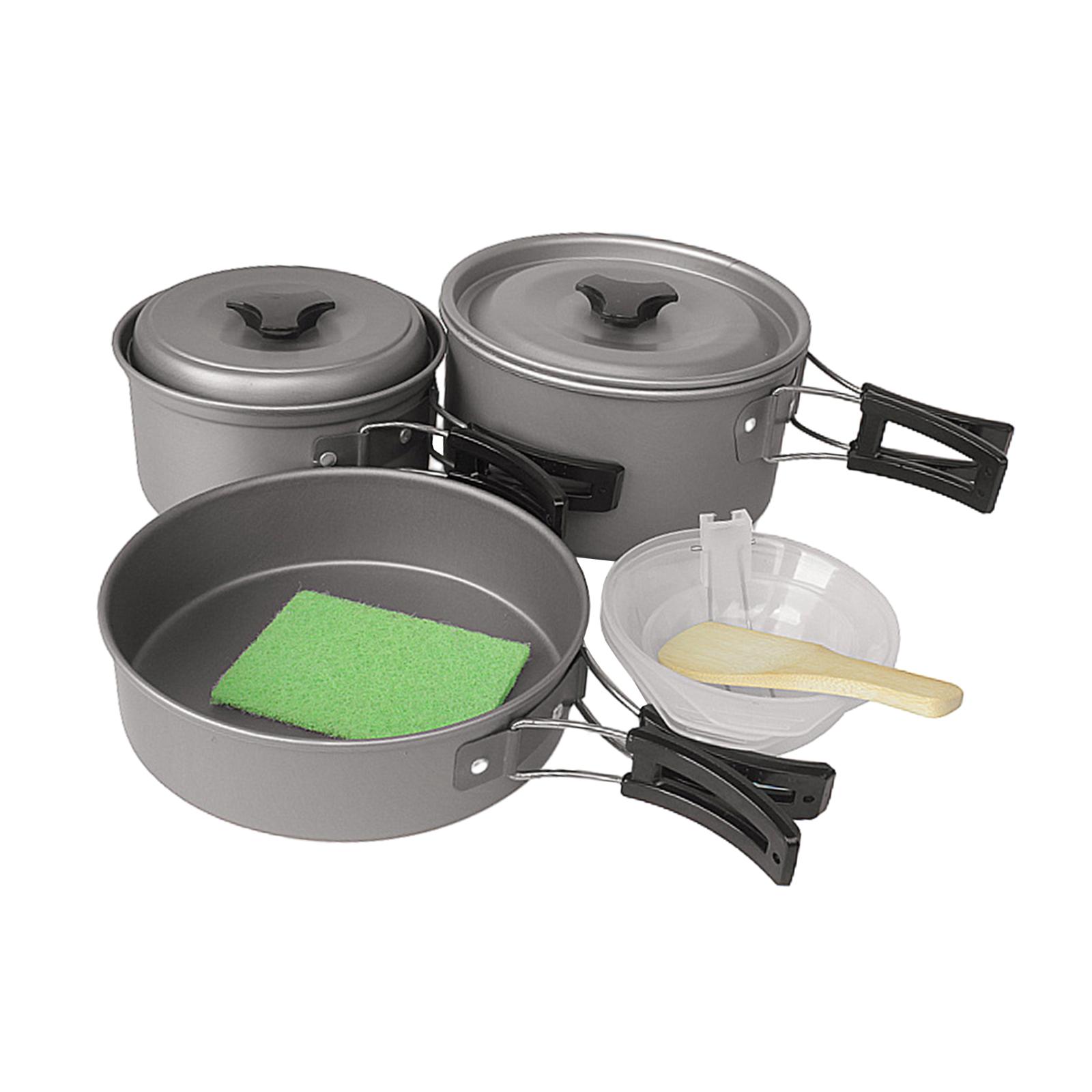 Camping Cookware Mess Set Cooking Pot Lightweight Aluminum Alloy Cooking Gear