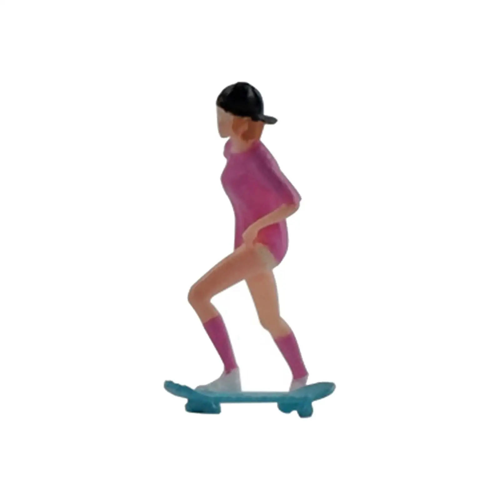 Resin 1/64 Figures Skateboard Girl DIY Scene Tiny People Handpainted for Dioramas Railway Layout Decor Ornament