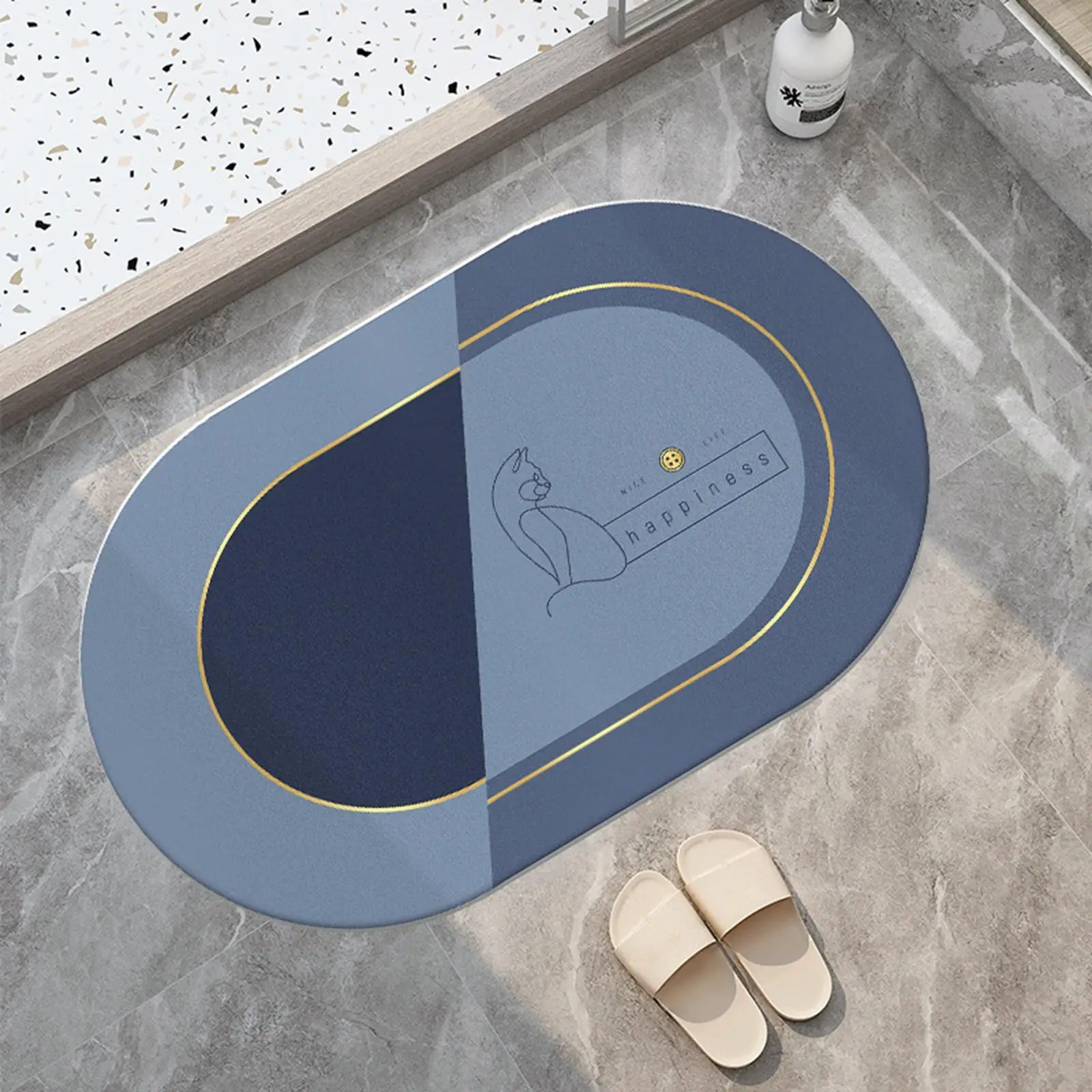 Soft Bath Rugs Carpet Oval Super Absorbent for Laundry Bathroom Entrance