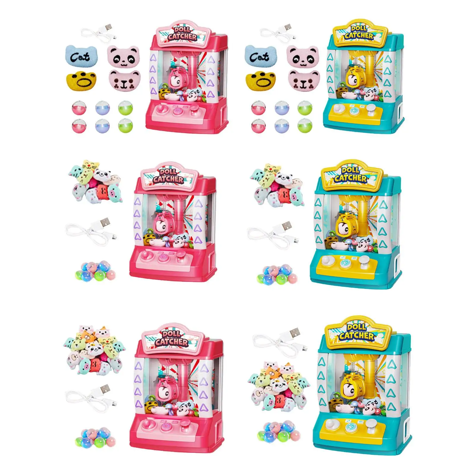 Claw Machine with Capsule and Dolls Birthday Gifts Arcade Candy Capsule Claw Game Prizes Toy for Adults Home Toddlers Kids