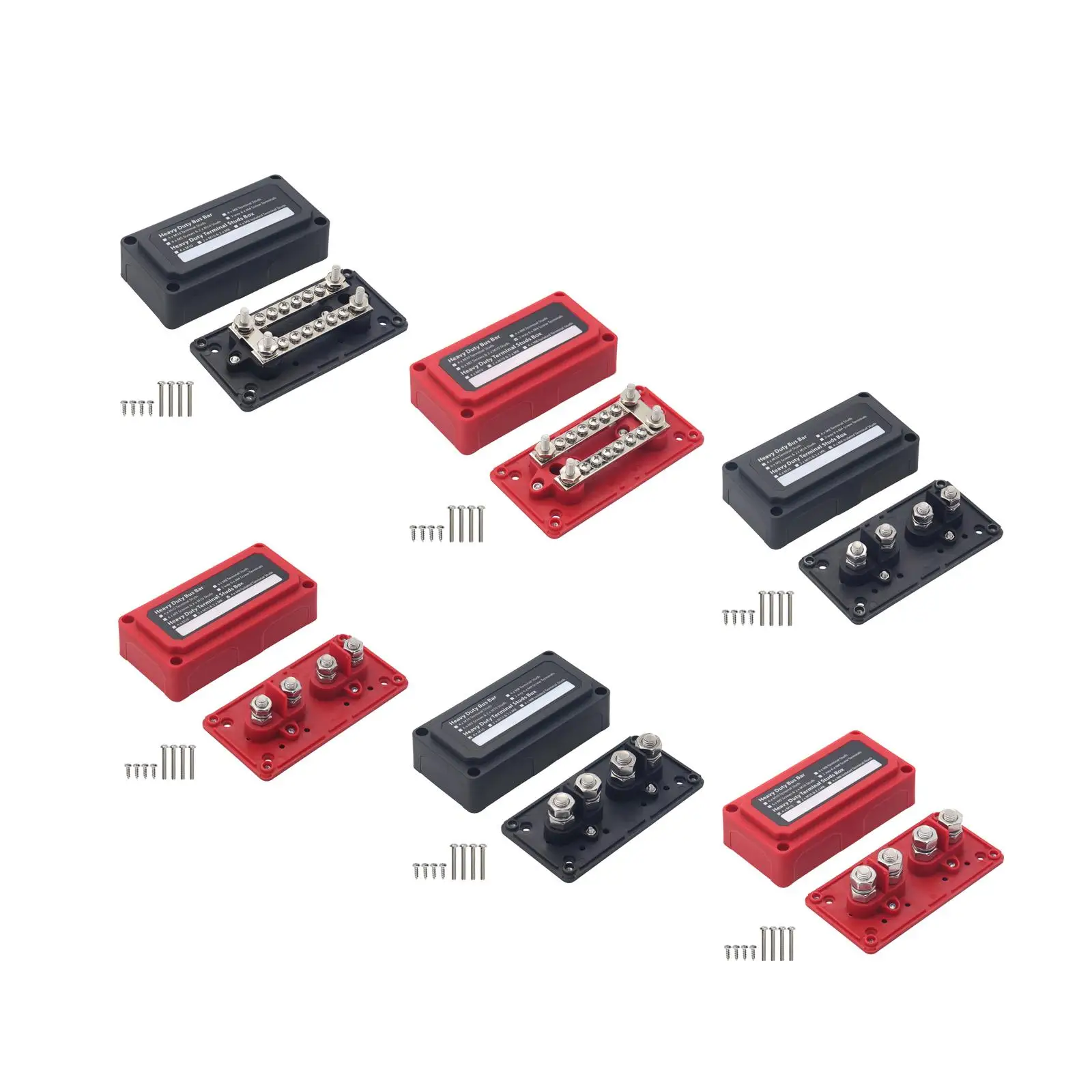 Power Distribution Block Bus Bar with Cover Accessories Replacement Terminal Stud Terminal Block for Automotive RV Boats