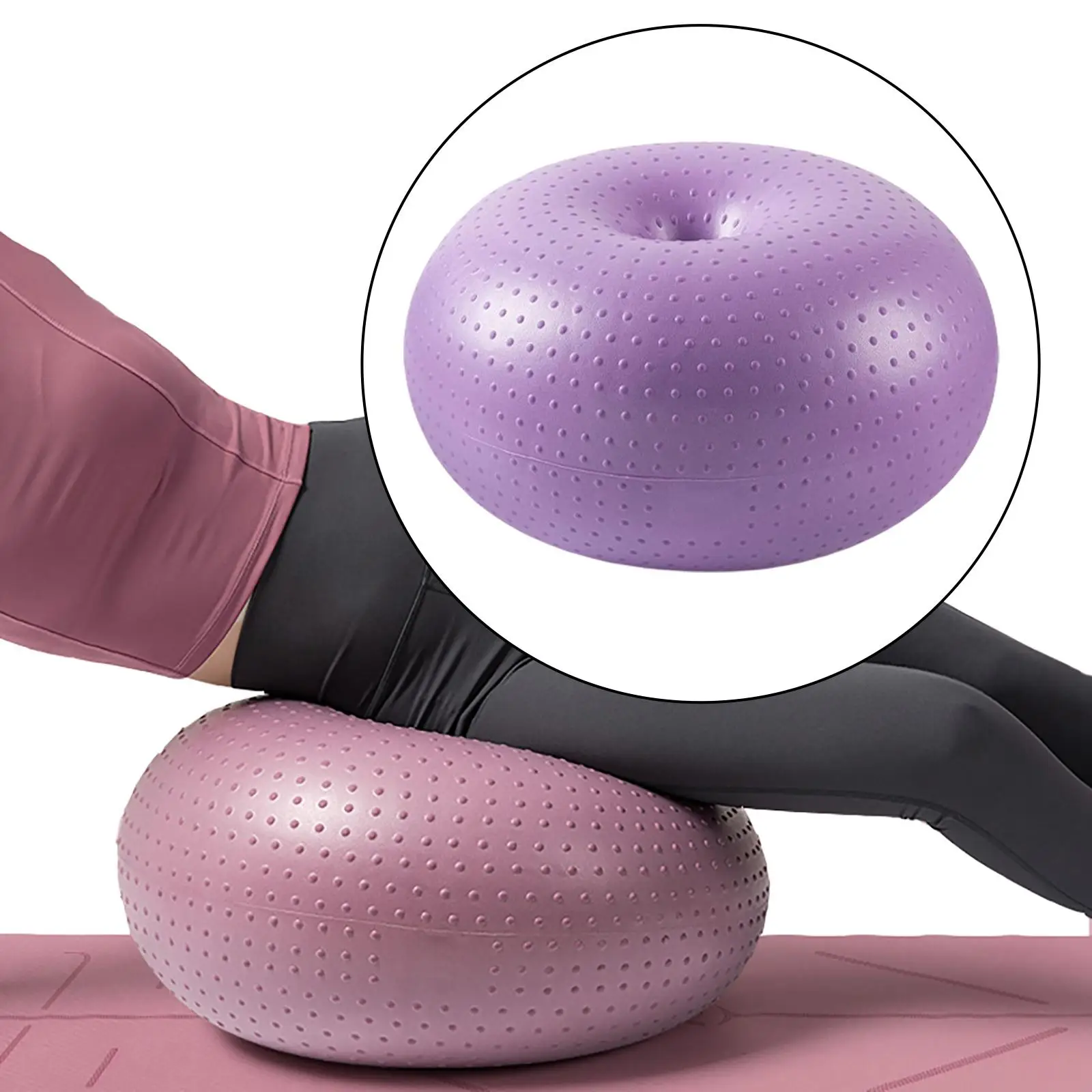 1x Pilates Donut Balance Inflatable Stability Strength Exercise Aid Thickening Fitness Ball Yoga Ball for Office Classroom Home