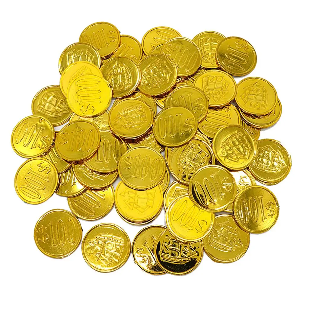 100pcs/Set $100 Gold Coins Fake Game Props Party Favor for Children