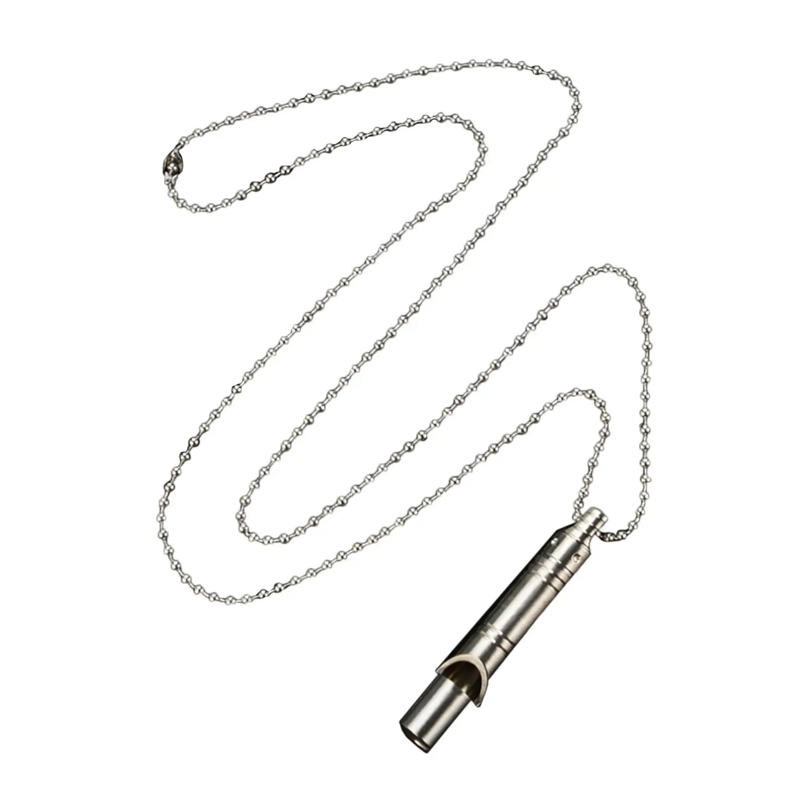 Survival Whistle Stainless Steel Chain Pet Training Outdoor Necklace Whistle for Outdoor Fishing Hiking Emergency Hunting