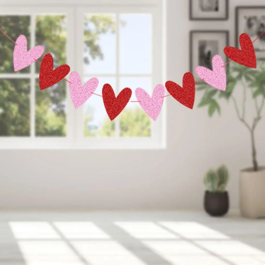 Details about   100Pcs Valentines Heart Garland Decoration Hanging Heart Banner Each 9 4/5Ft ... 