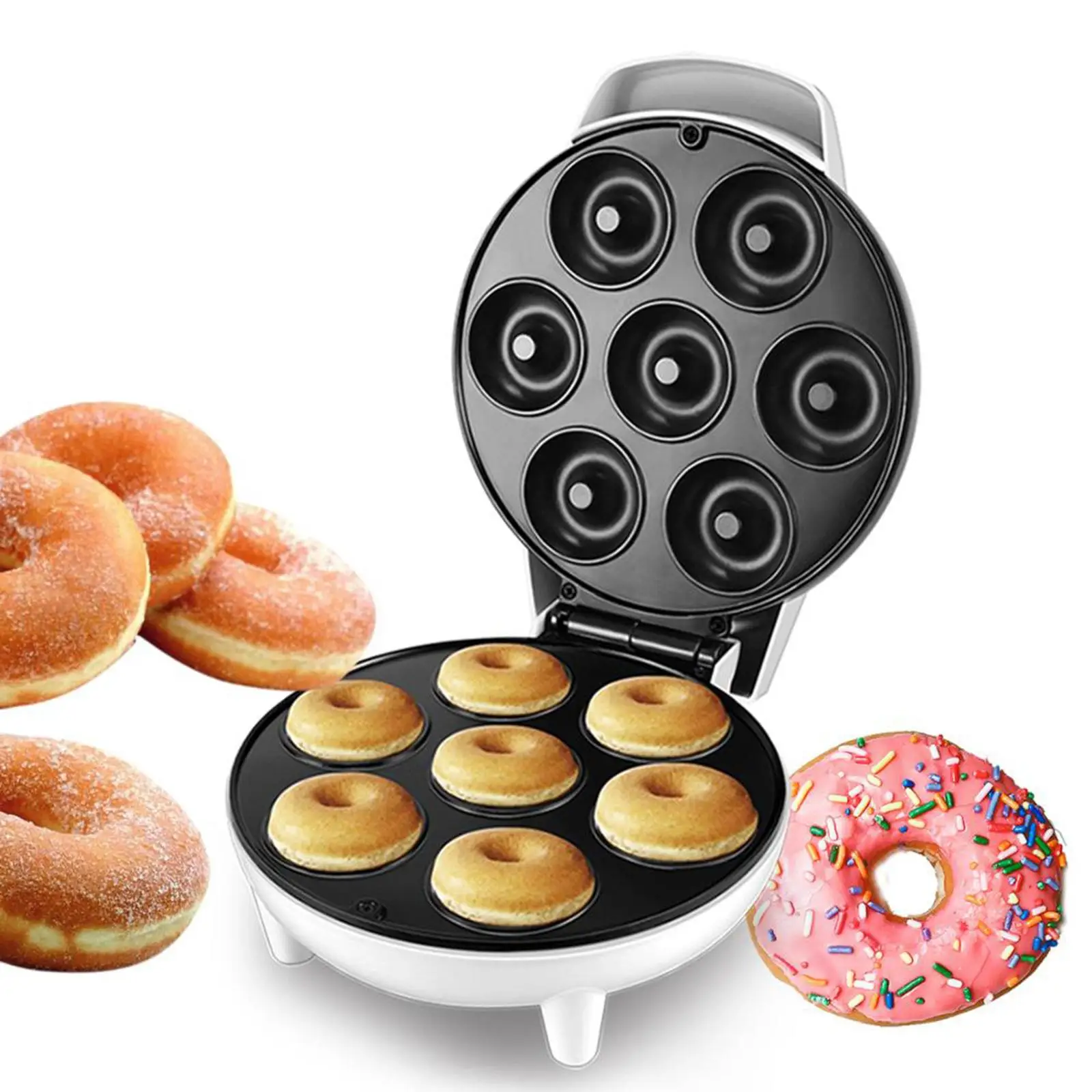 Non-Stick Surface Donut Maker Machine 7 Grid Unique Electric Griddle Cake Making Mould for Dessert Pancake Valentine'S Day Gift