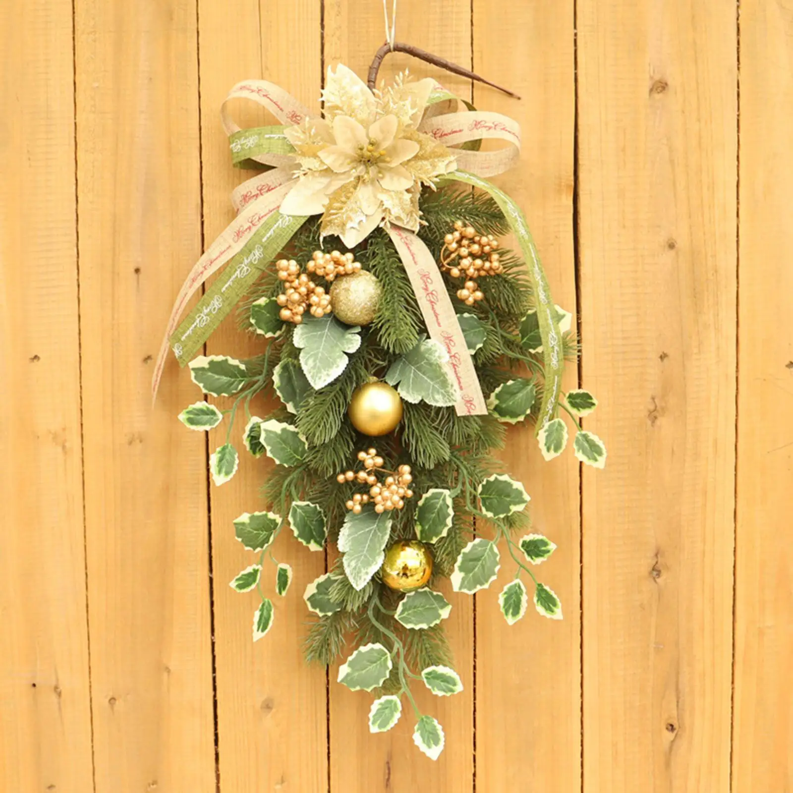Christmas Teardrop Swag Flower Wreath Artificial Garland for