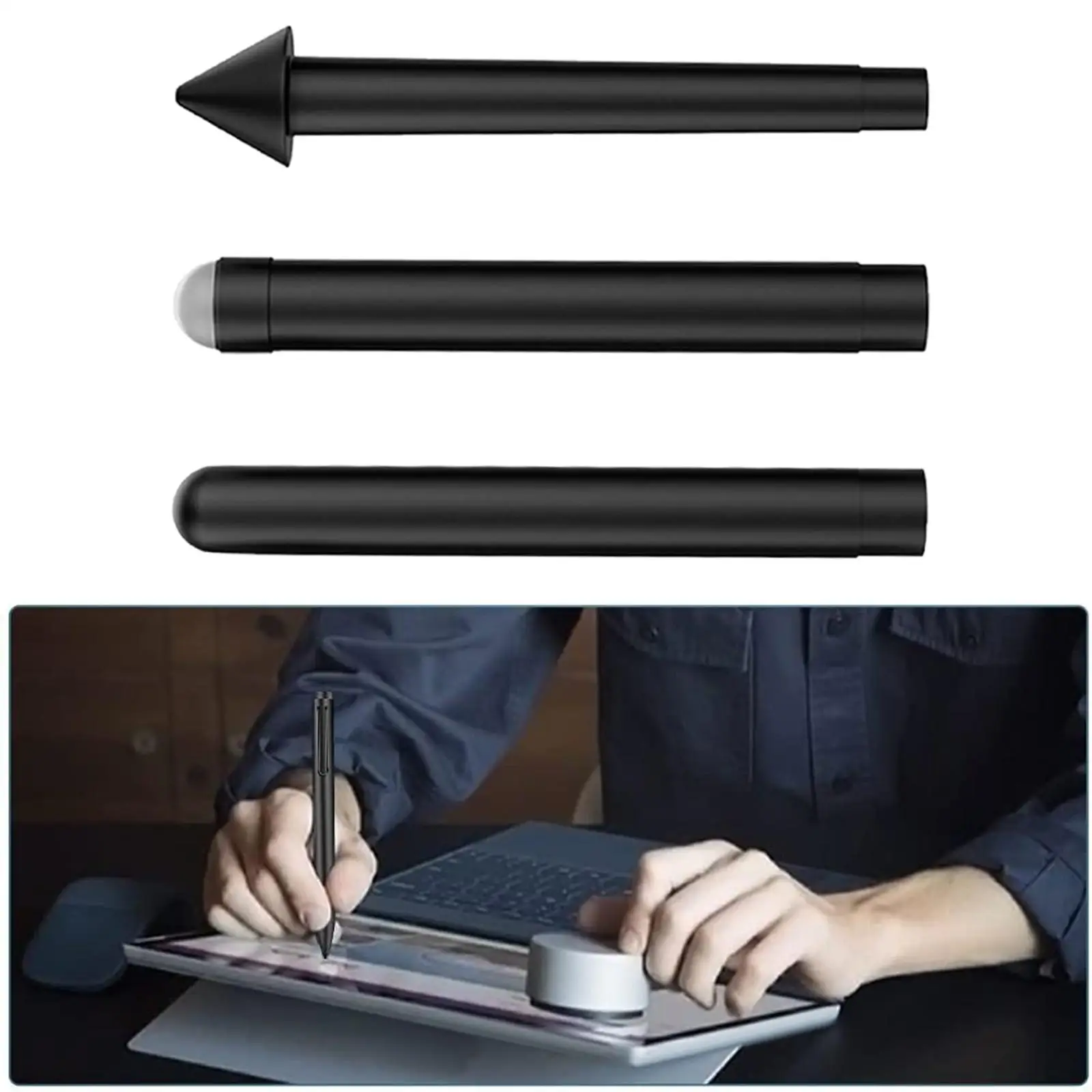 3x Flexible  Tips 2H H Smooth Writing Tablet Touch PensNibs for  Surface  6 7  Tips Replacement Black