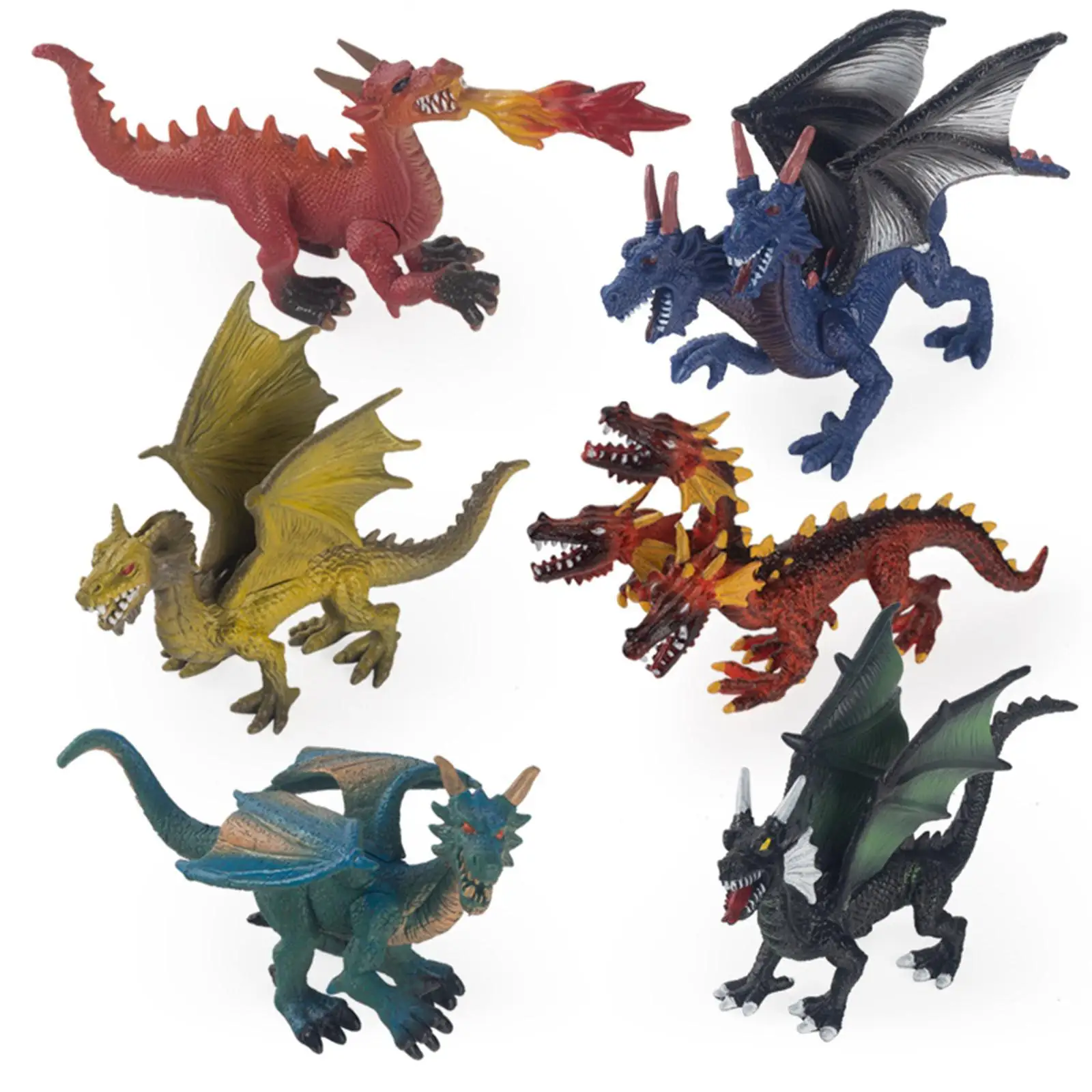 6Pcs Dragon Figurines Dragon Figures Doll Animal Model Realistic for Collection Party Favor Birthday Teaching Props Rewards