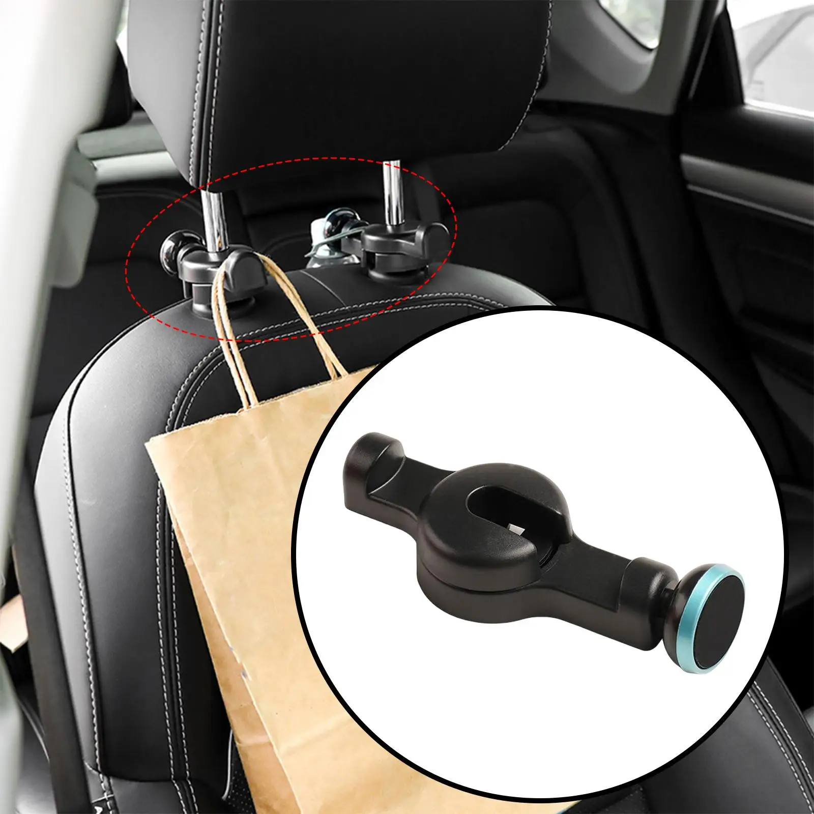 Car Seat Back Hook with Magnetic Phone Holder Accessories for Purse