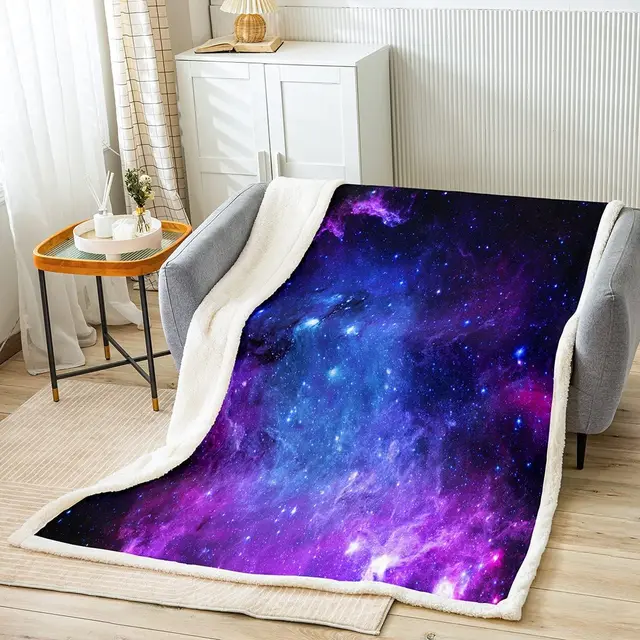 Manta de tiro de vellón Galaxy Queen 90 x 90 para cama, sofá, sofá, cielo  estrellado, Sherpa, espacio exterior Cosmos, felpa - AliExpress