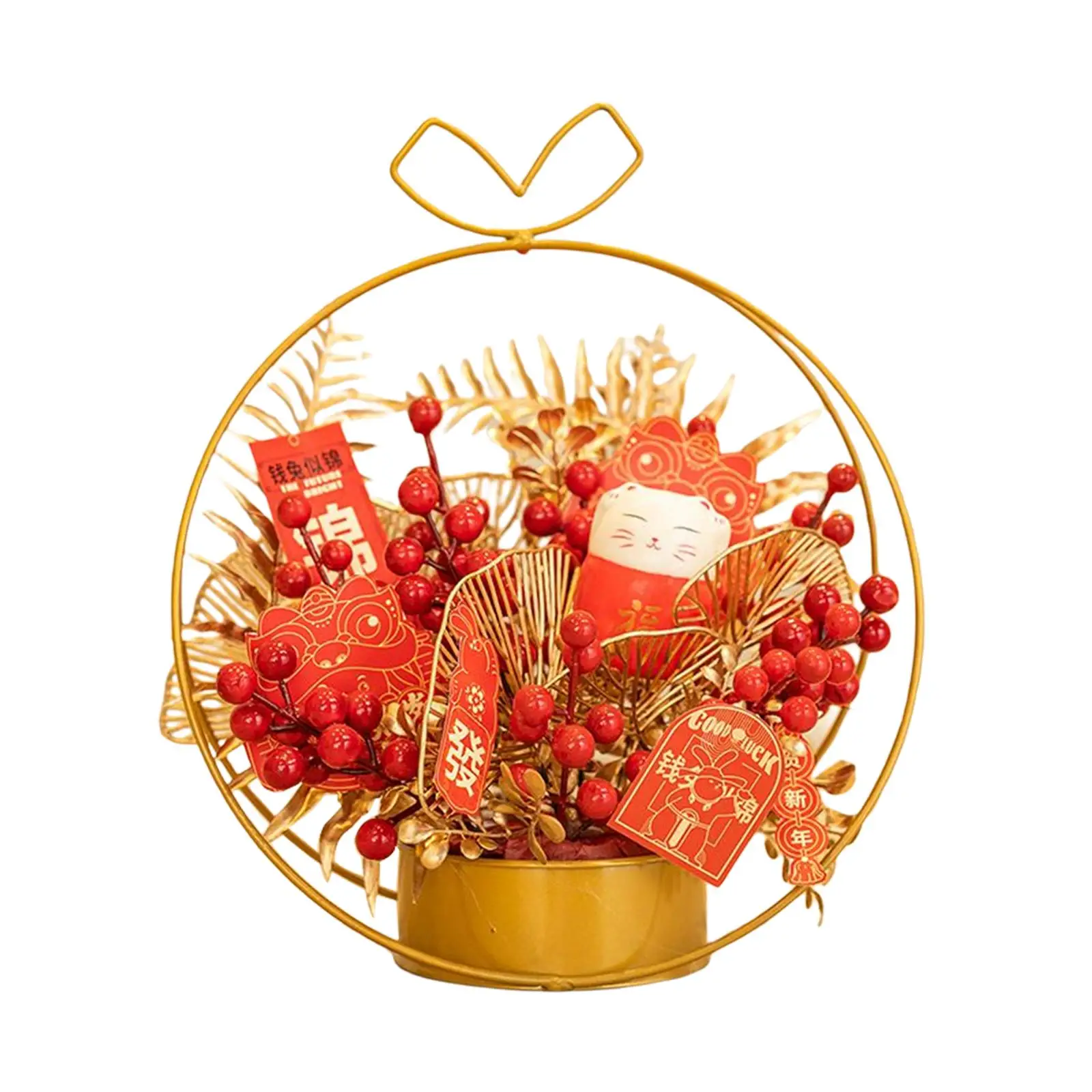 Chinese Flower Iron Basket Table Centerpiece Decor Decorative Lifelike