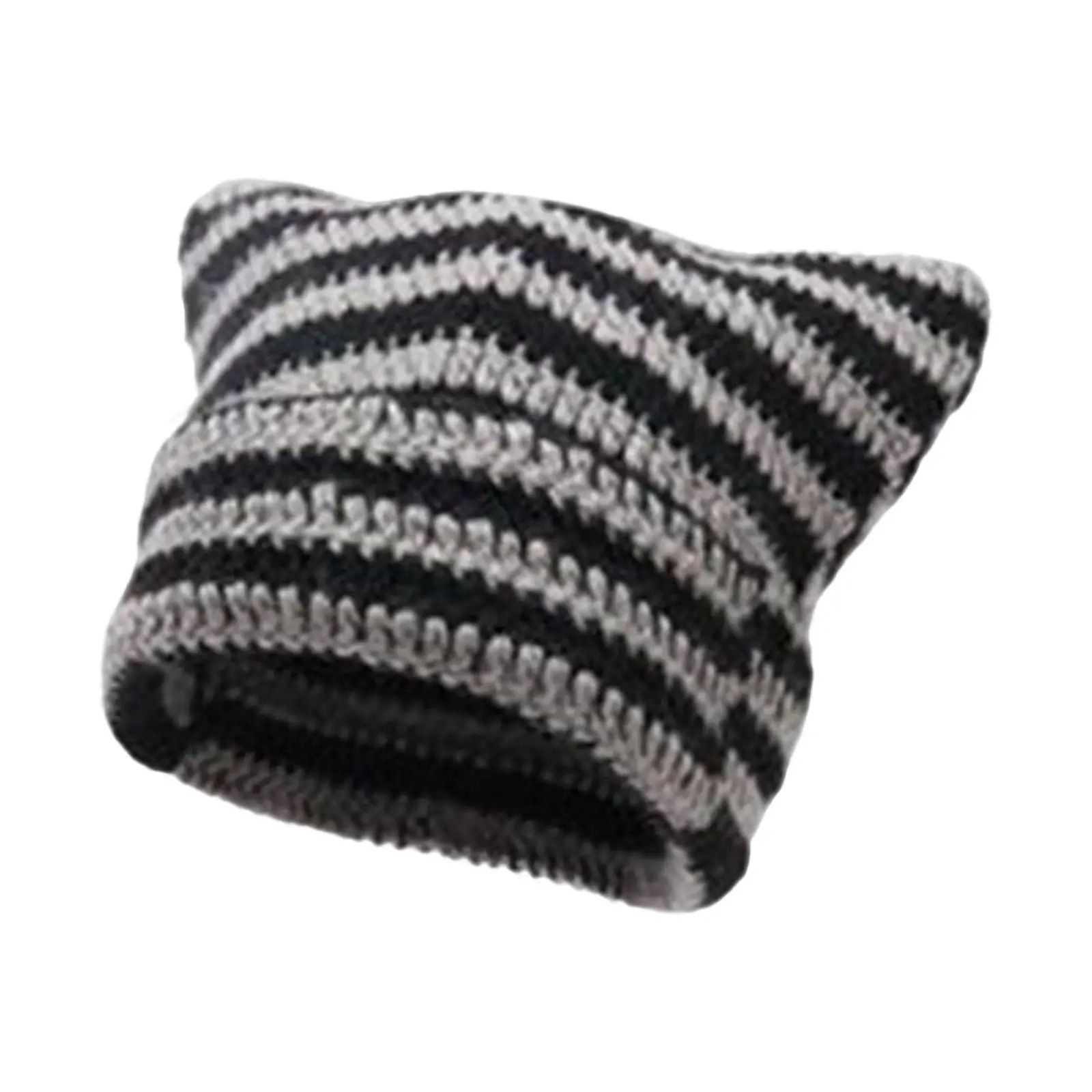 Winter Crochet Hat Knitted Cap Fashion Headwear Soft Handmade Vintage Style Clothing Photo Props Striped Women Beanie for Female