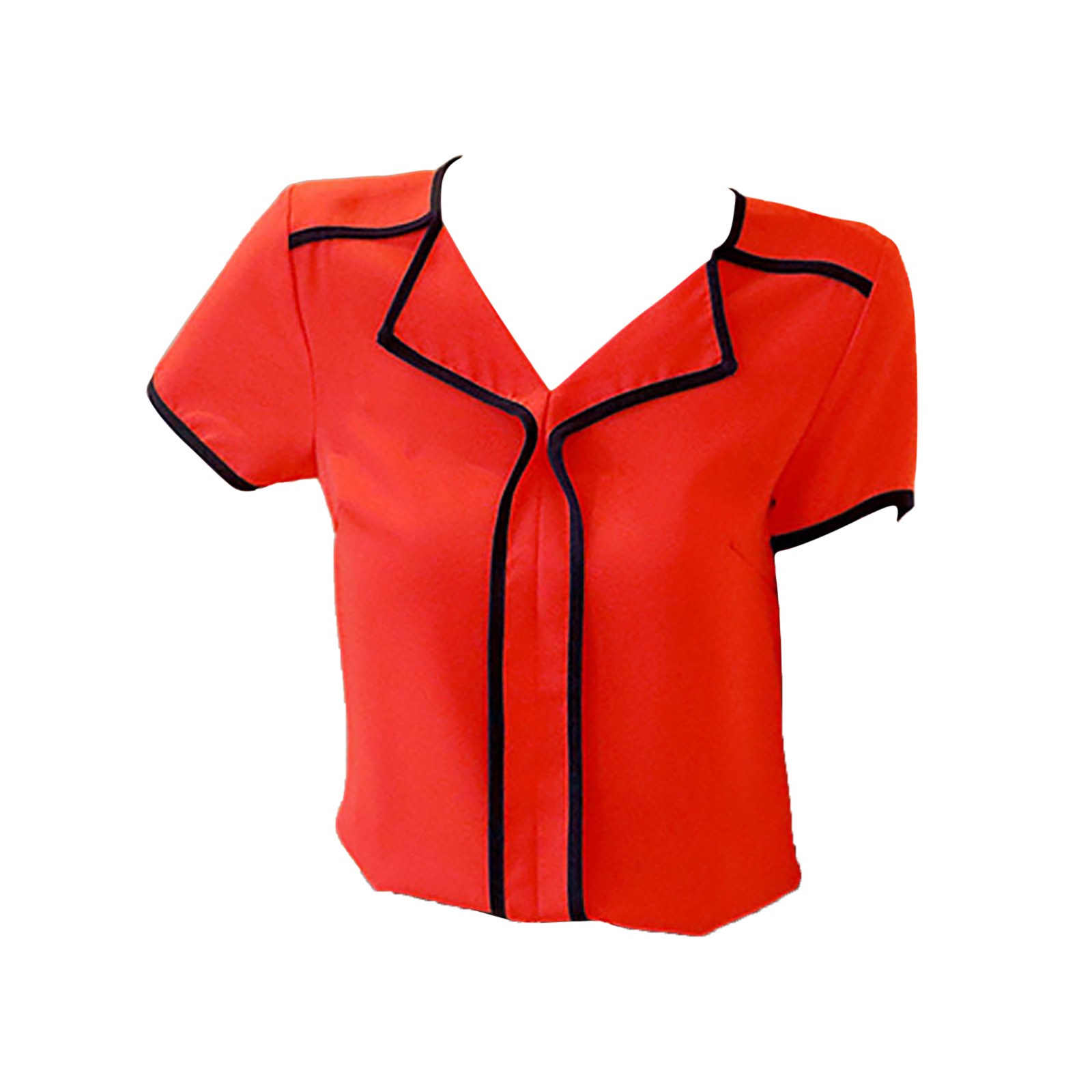 Title 3, Short Sleeved Chiffon Standing Collar Women