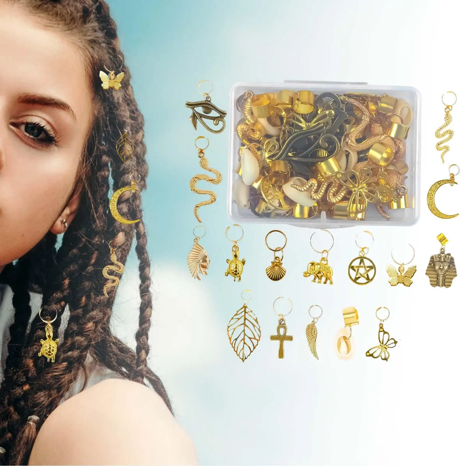 40x Braiding Coils Pendants Reusable Decoration Charms Dreadlocks Beads jewelry for Daily Wear Bracelet Earrings Party