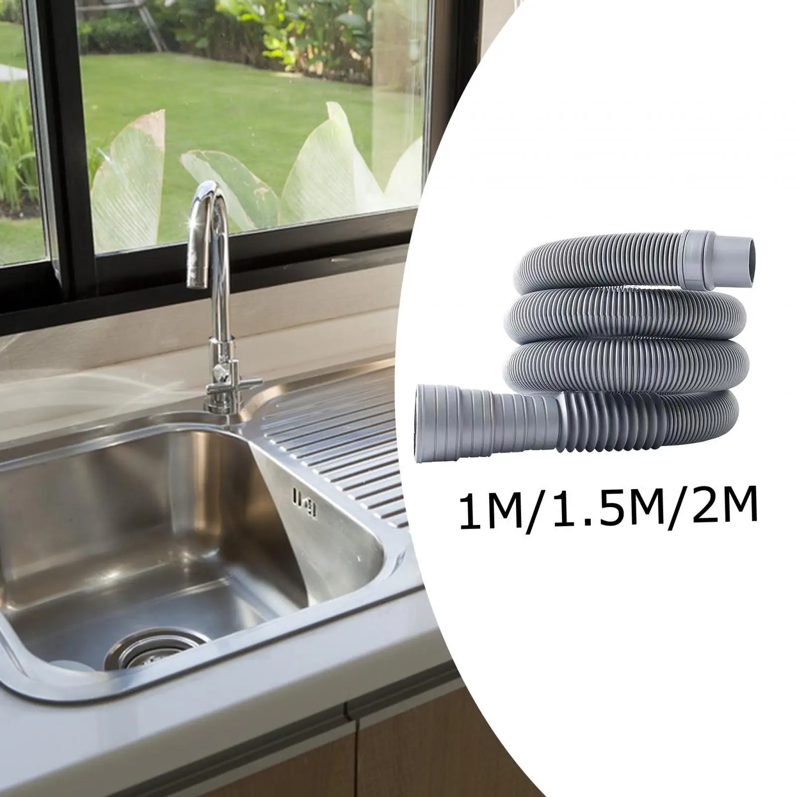 Washing Machine Drain Hose Universal Heavy Duty Easily Install Flexible Discharge Hose Drain Pipe for Kitchen Bathroom Basin