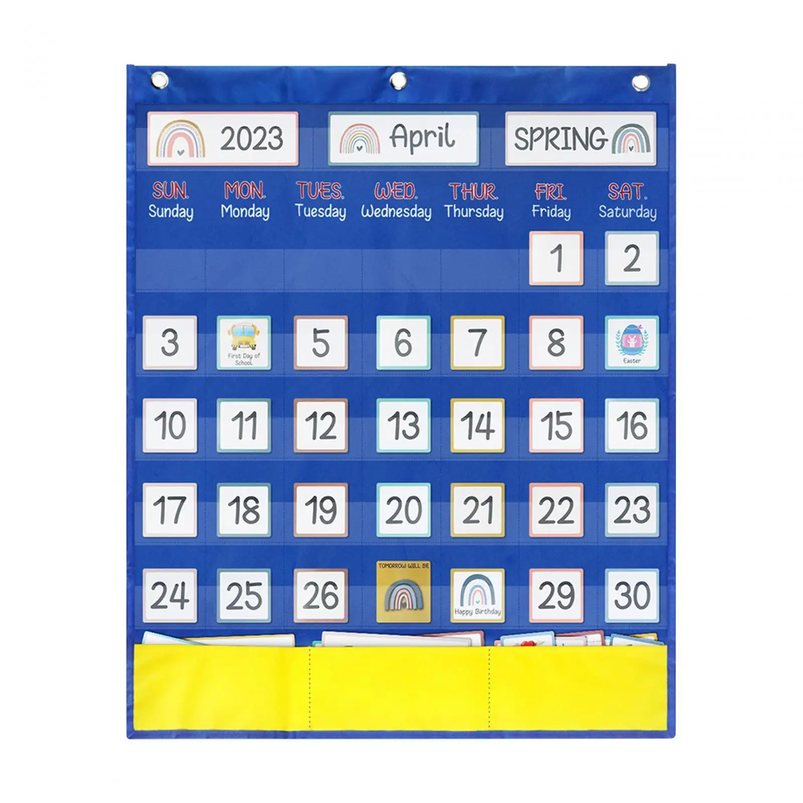 Calendar Pocket Chart Early Learning Supplies Homeschool Back Preschool Complete Calendar for Kids Classroom Organized Chart