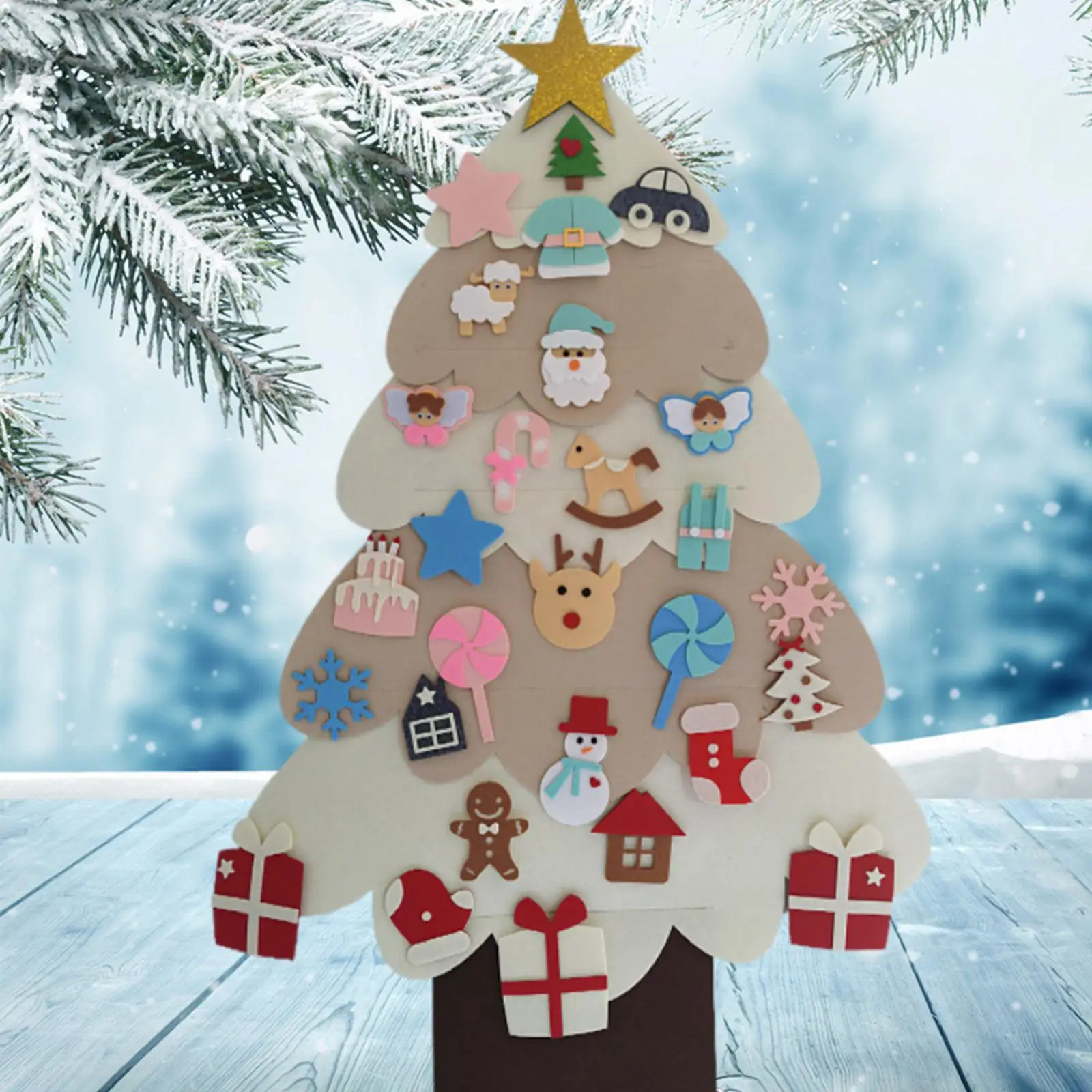 Children Felt Christmas Tree DIY with Detachable Ornaments for Toddlers