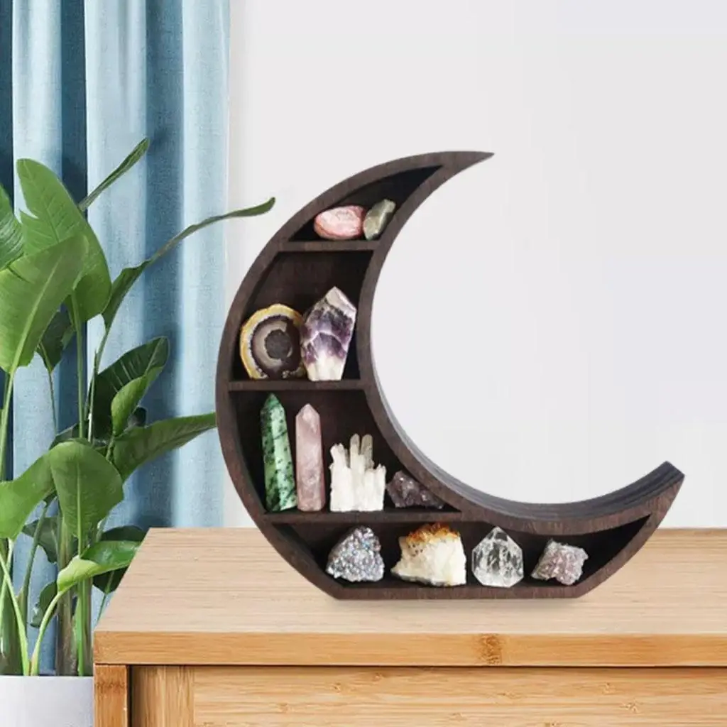 Moon Shelf - Crystal Shelf Display  -  Wall Mounted Floating Shelves - for Bedroom Living Room  Shelves