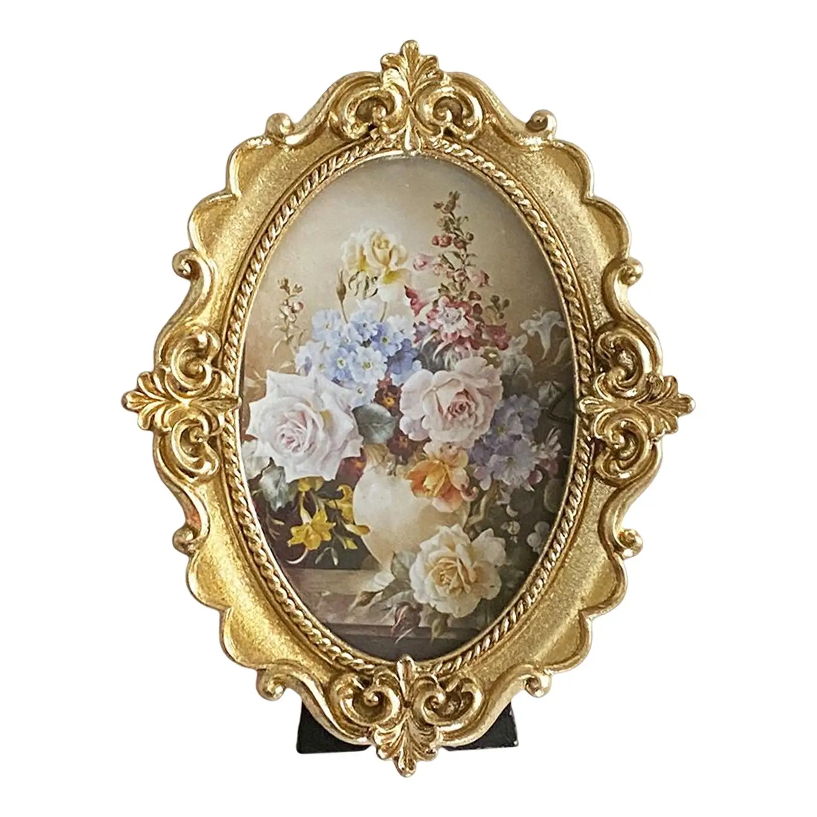 Photo Frame Picture Display Holder Tabletop Wall Hanging Ornate Resin Picture Frame for Living Room Bedroom Hallway Home Decor