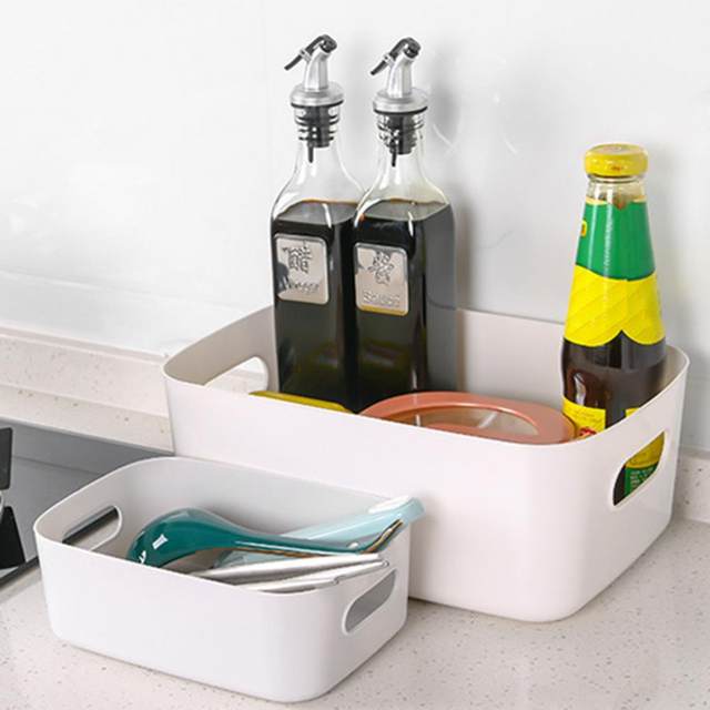 Plastic Storage Bin Storage Container Smooth Surface Handle Design Solid  Color Versatile For Bedroom - Storage Box - AliExpress