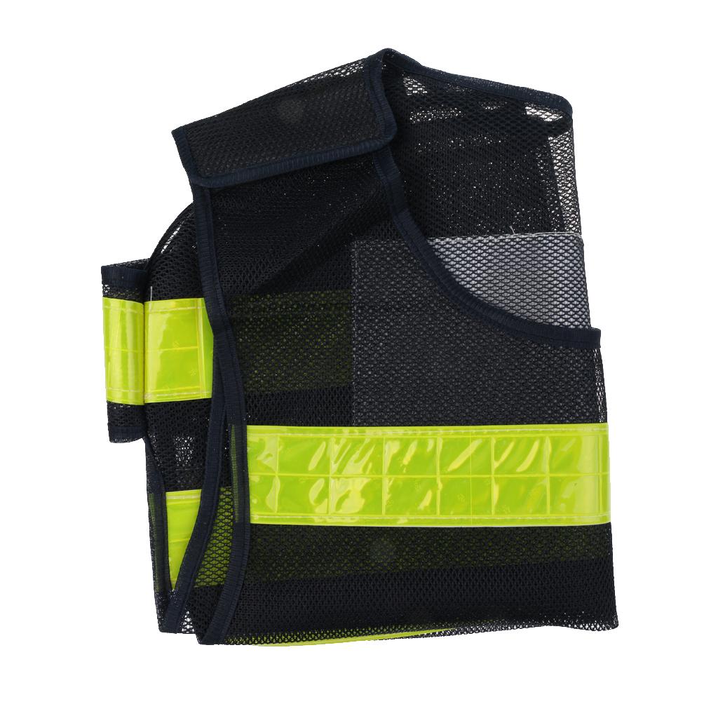 Black Mesh High Visibility Safety Vest with Lime Reflective Stripes