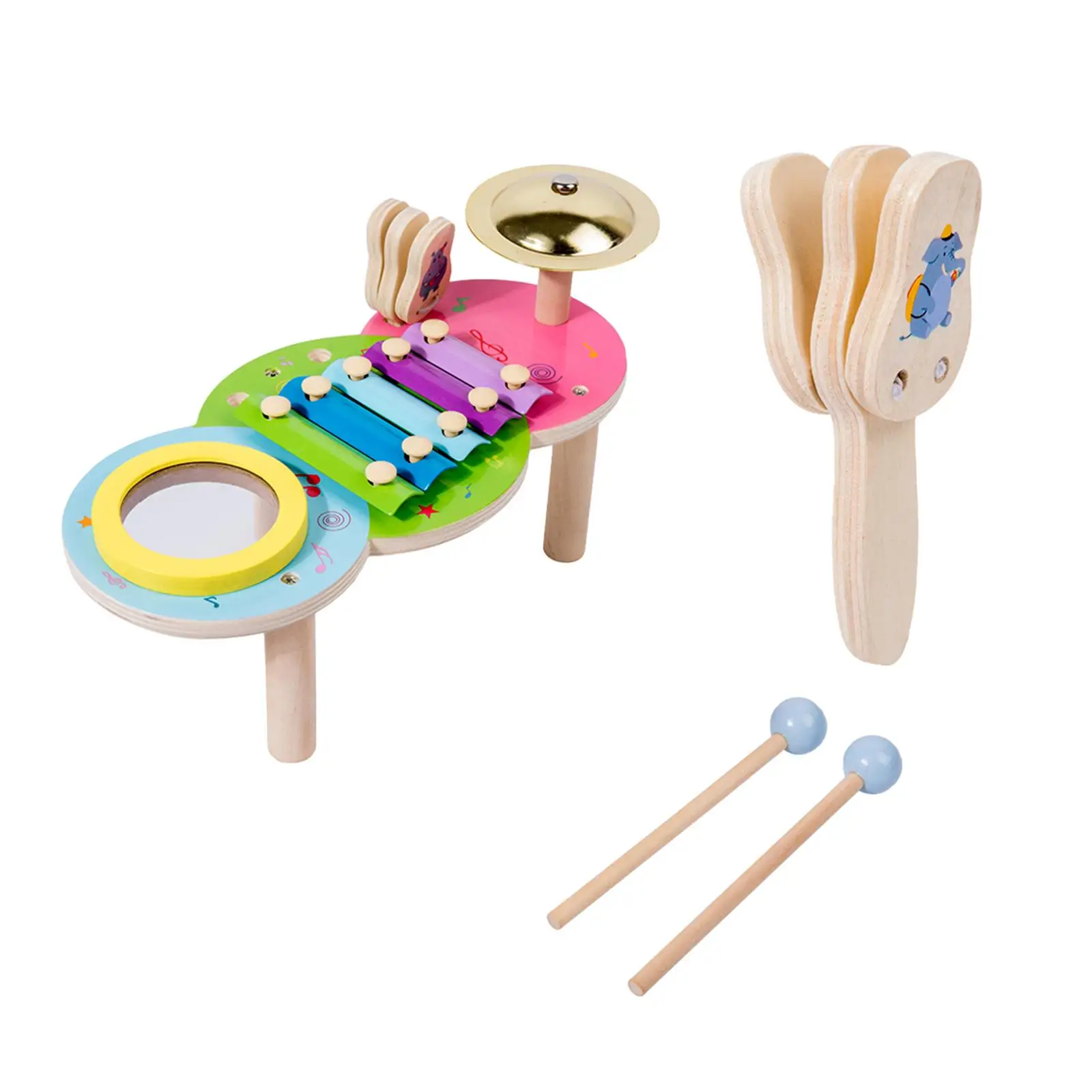 2 Pieces Montessori Music Toy Percussion Set Kids Musical Instruments Wooden Music Percussion Toy Early Learning for Age 3 to 10