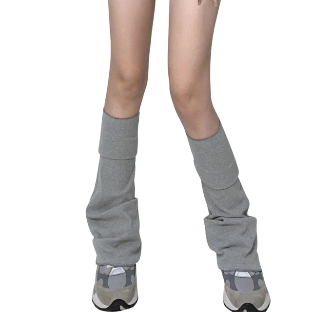Flared Over Knee Socks for Women Solid Color Slouch Baggy Leg